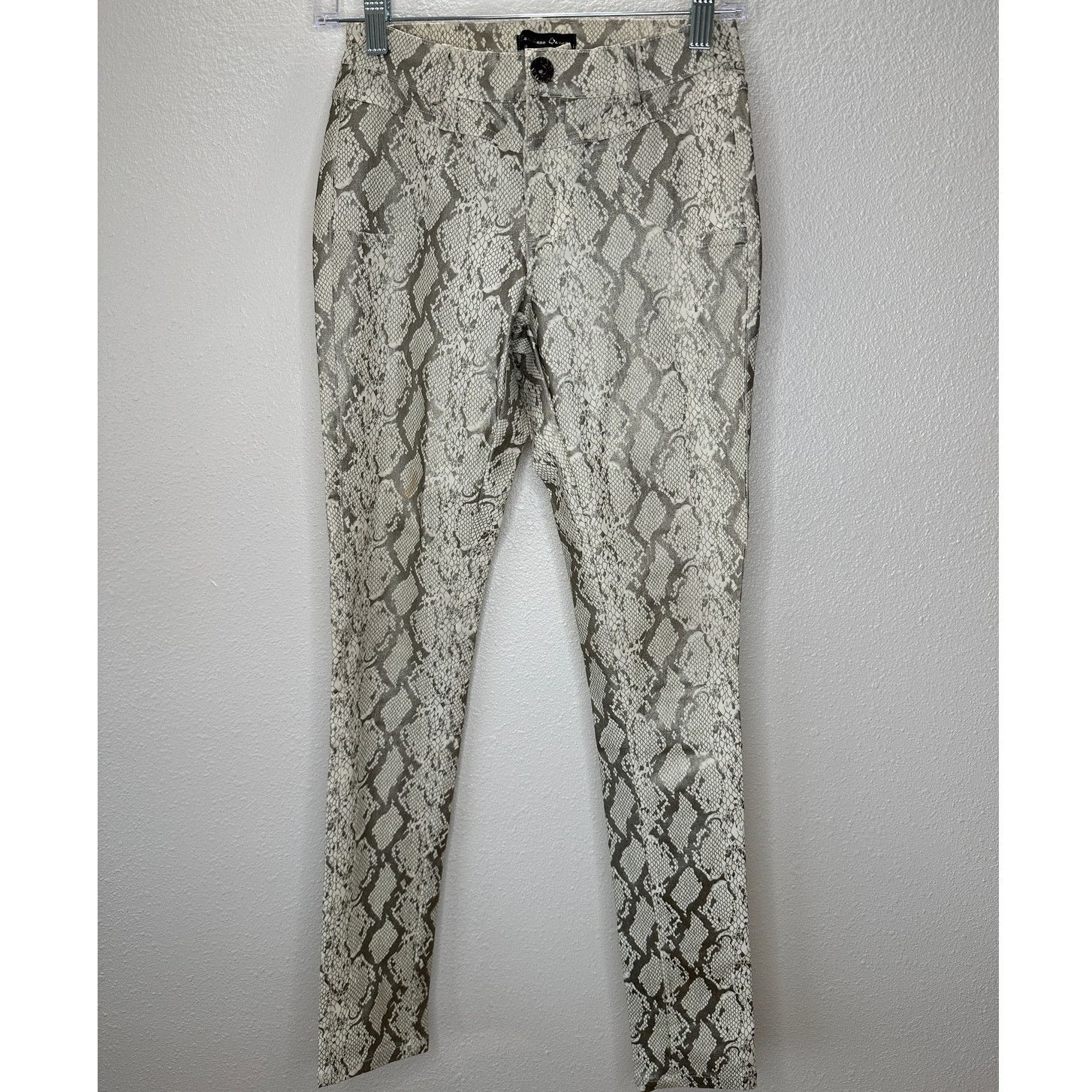 Other Caribbean Queen Cream Silver Snake Print Zip Skinny Jegging Size 27" / US 4 / IT 40 - 2 Thumbnail