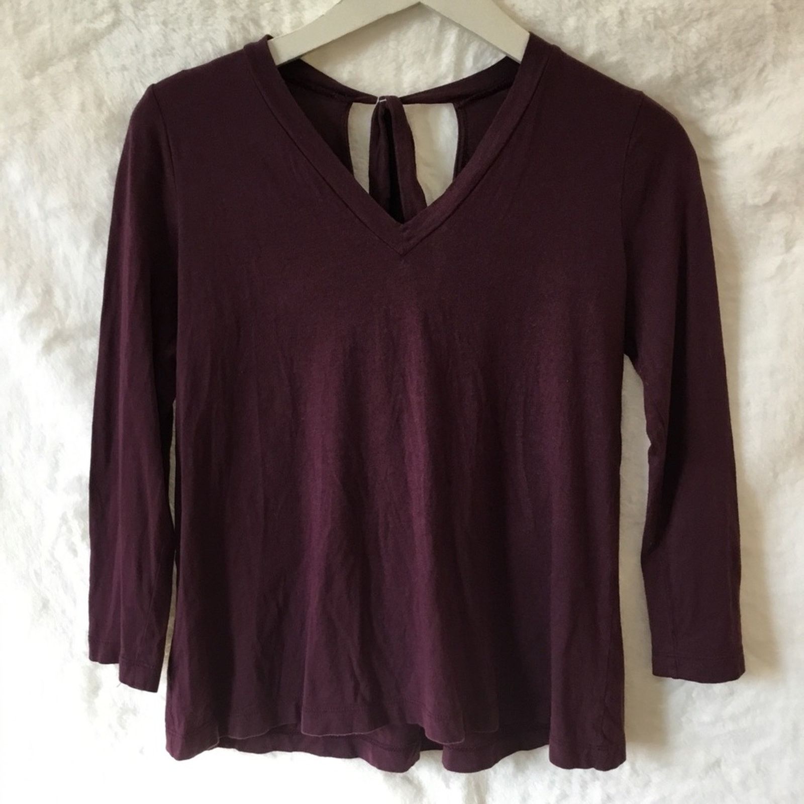 Loft Loft Burgundy V-Neck Long Sleeve Top Size S / US 4 / IT 40 - 1 Thumbnail