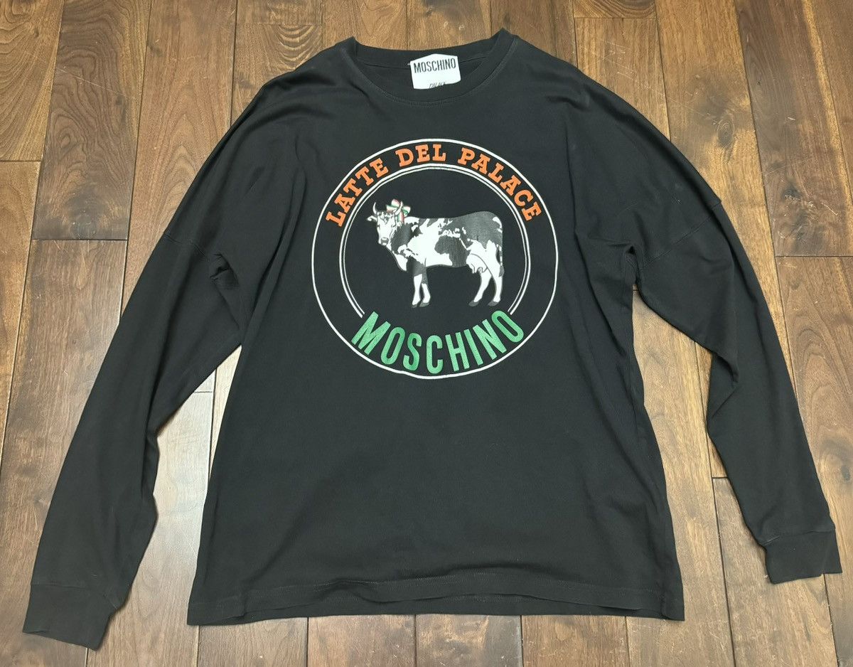 image of Moschino Palace Cow Long Sleeve Shirt in Black, Men's (Size Large)