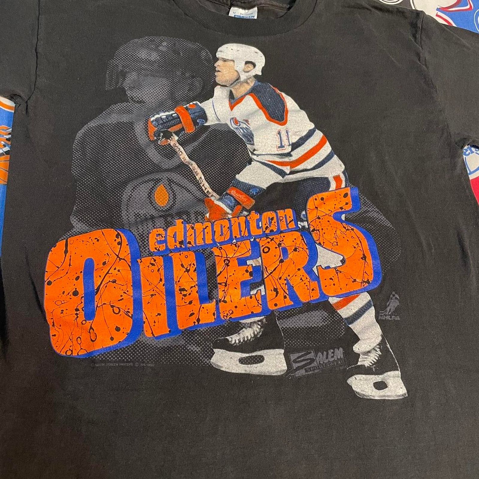 NHL × Salem Sportswear × Vintage Vintage 90s NHL Mark Messier Edmonton Oilers Stanley Cup Tee Size US M / EU 48-50 / 2 - 3 Thumbnail