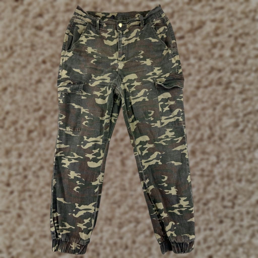 Vintage Beach Bros Jeans Mens 32 Blue Woodland Camo Jogger Cargo Elastic Cotton 32x26 Size US 32 / EU 48 - 1 Thumbnail