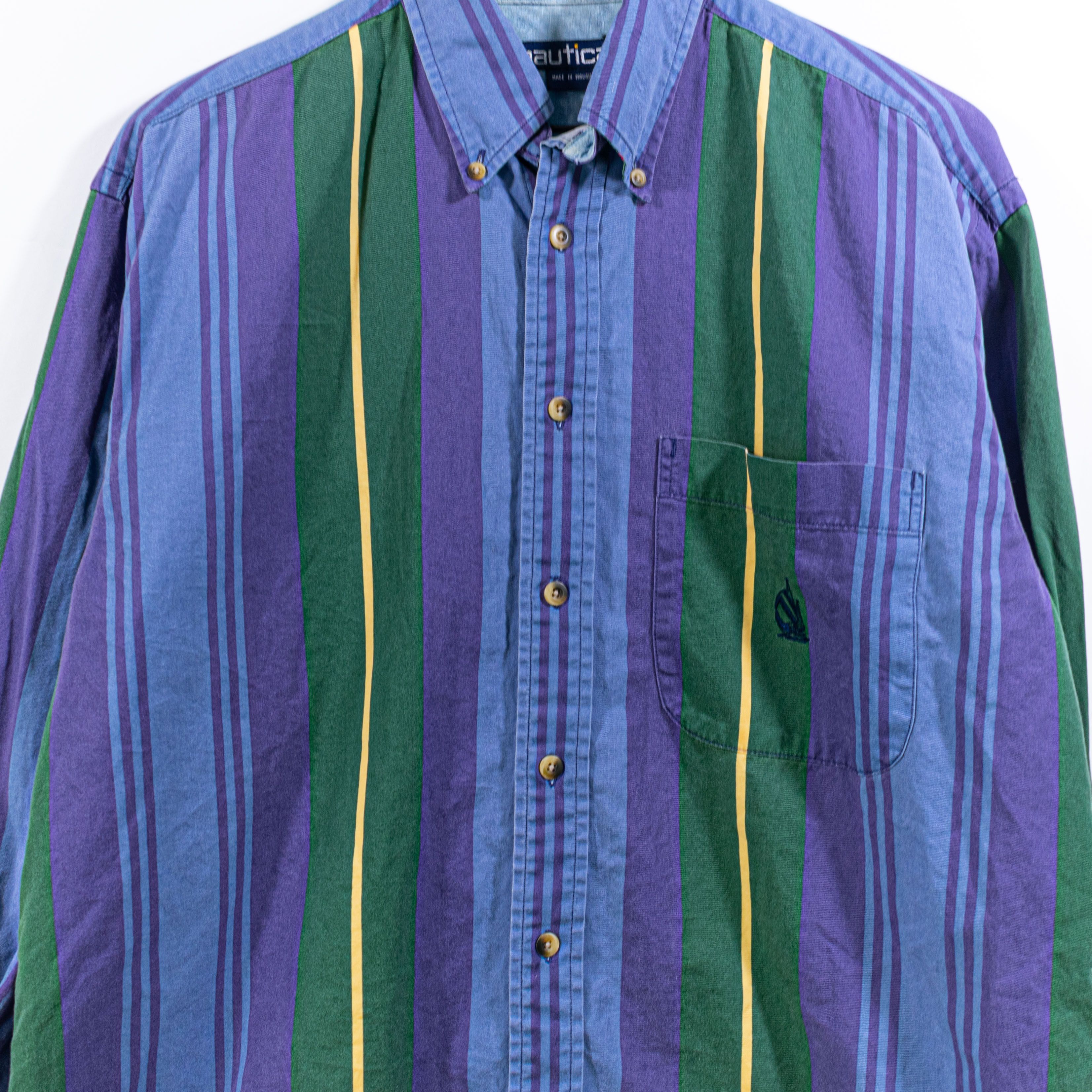 Nautica Nautica Multicolor Striped Button Down Shirt VTG Hip Hop Size US M / EU 48-50 / 2 - 3 Thumbnail