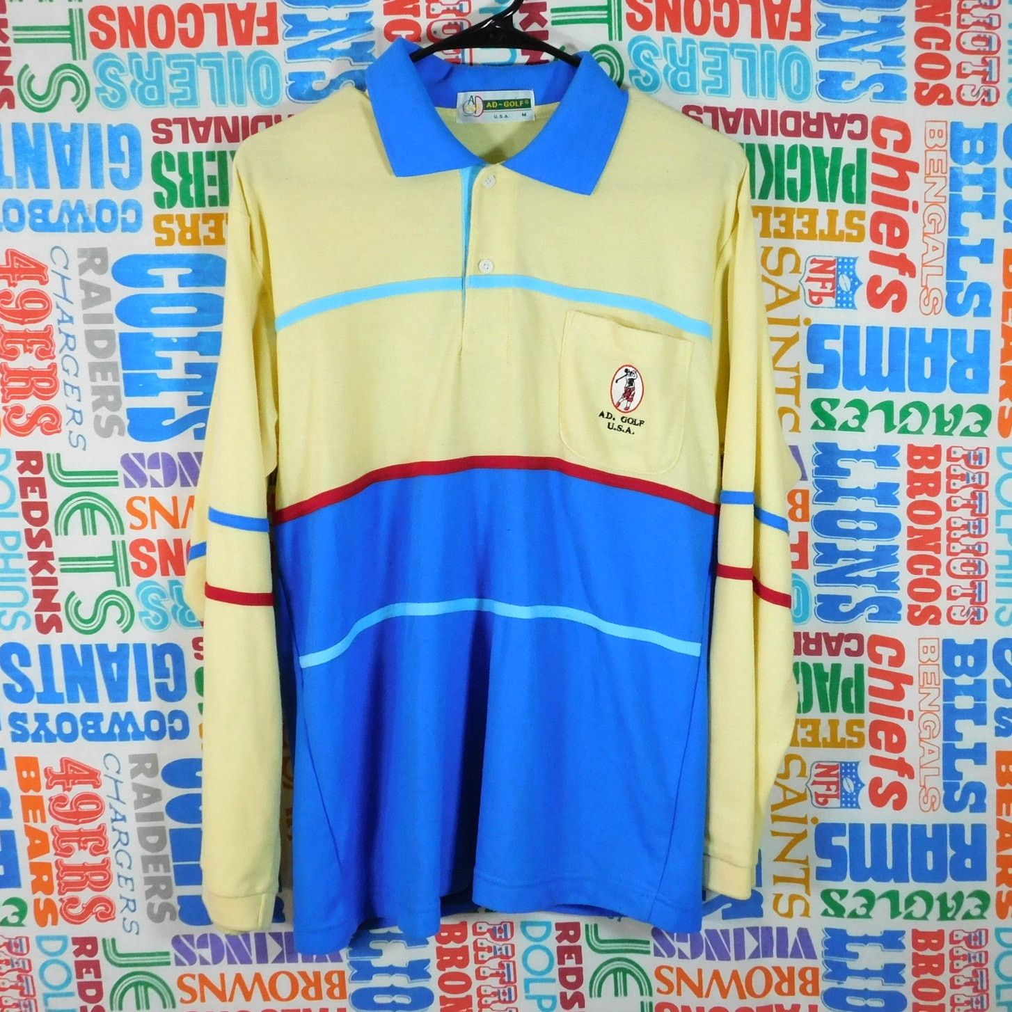 PGA Tour 80s AD Golf Long Sleeve Polo Shirt Size M Pastel Color Block Size US M / EU 48-50 / 2 - 1 Thumbnail