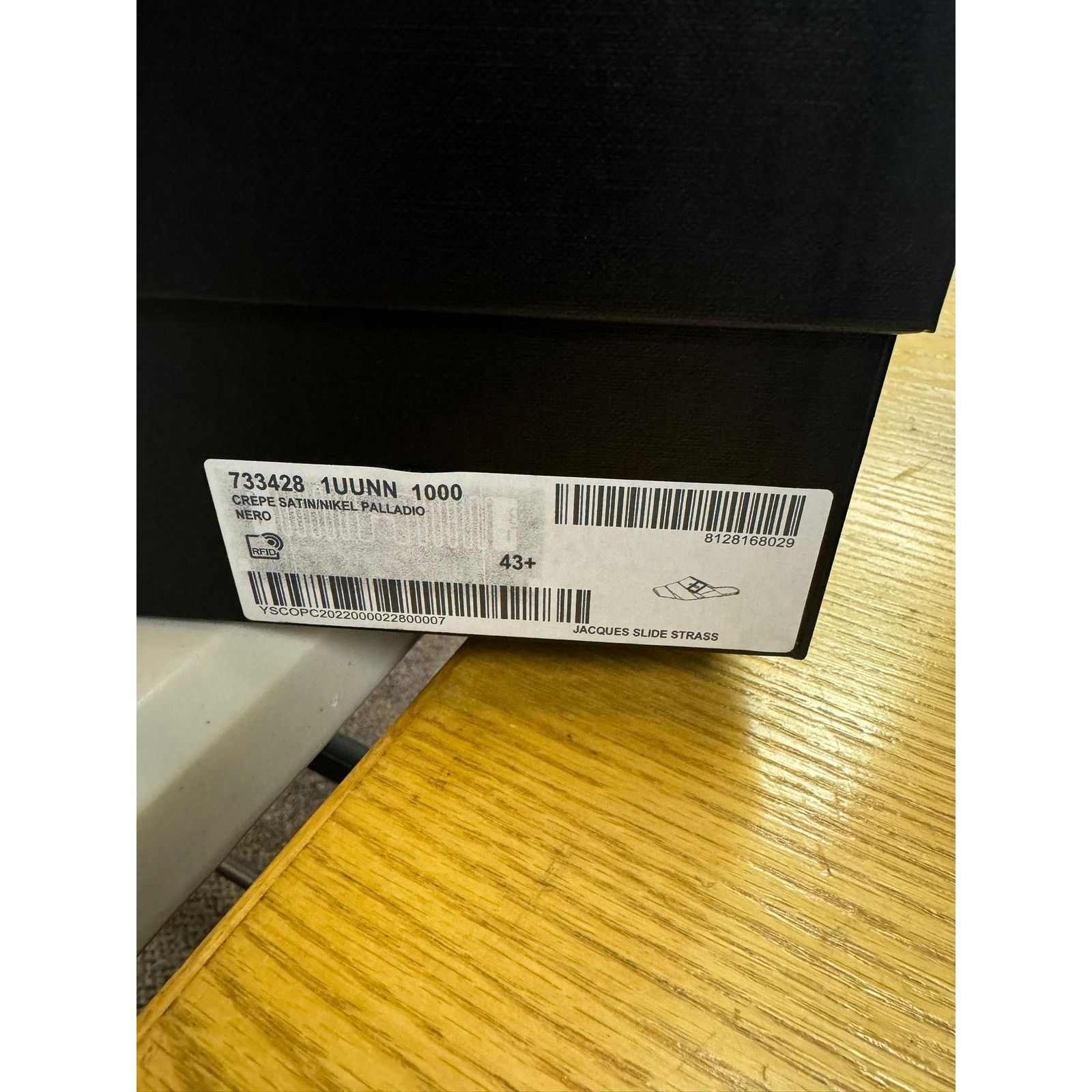 Saint Laurent Paris o1rshd1 Jacques Slide Strass Crepe Satin Sandal in Nero Size US 10.5 / EU 43-44 - 17 Thumbnail