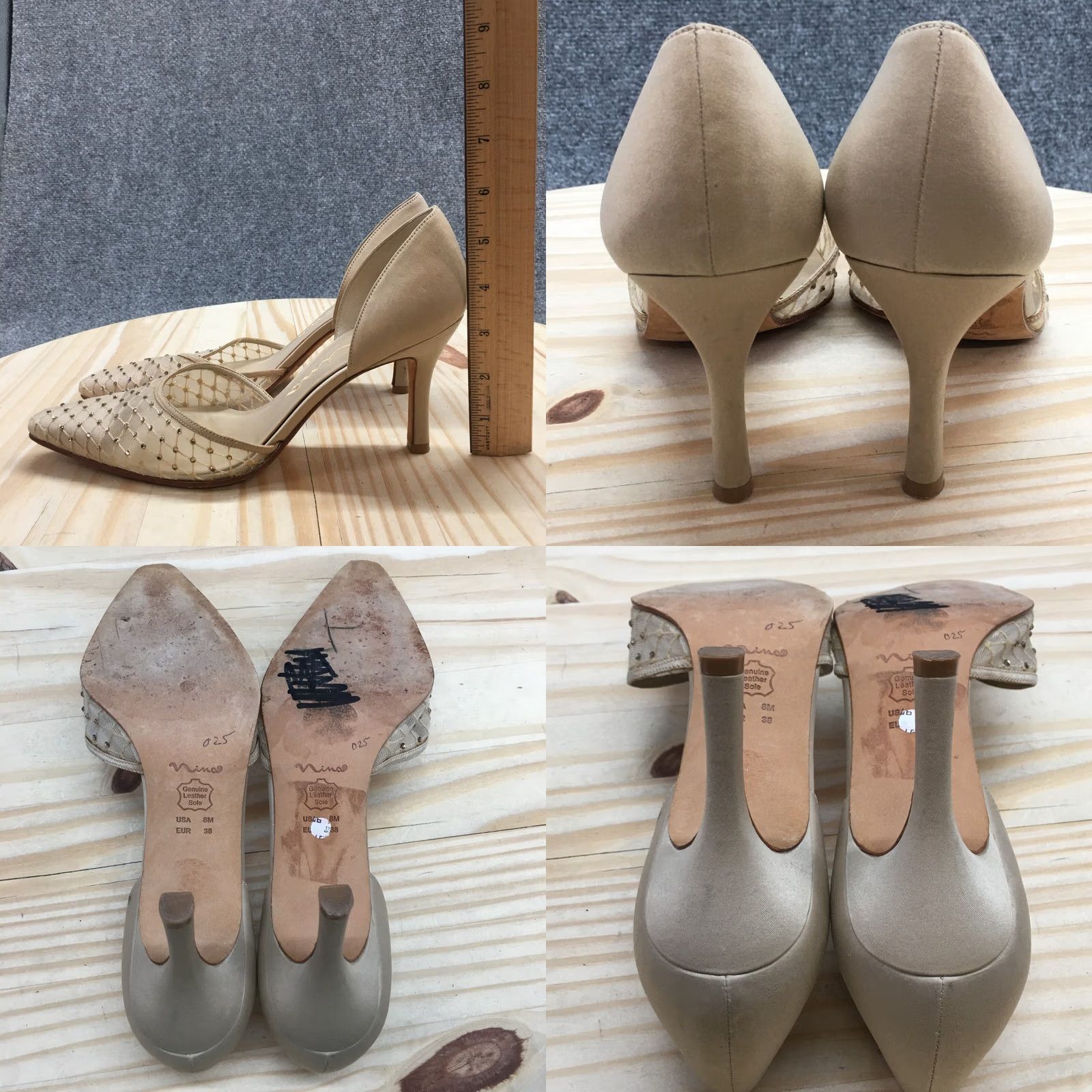 Vintage Nina Pump Heels Womens 8M Brown D'Orsay Pointed Toe Slip On Stiletto Casual Size US 8 / IT 38 - 9 Thumbnail