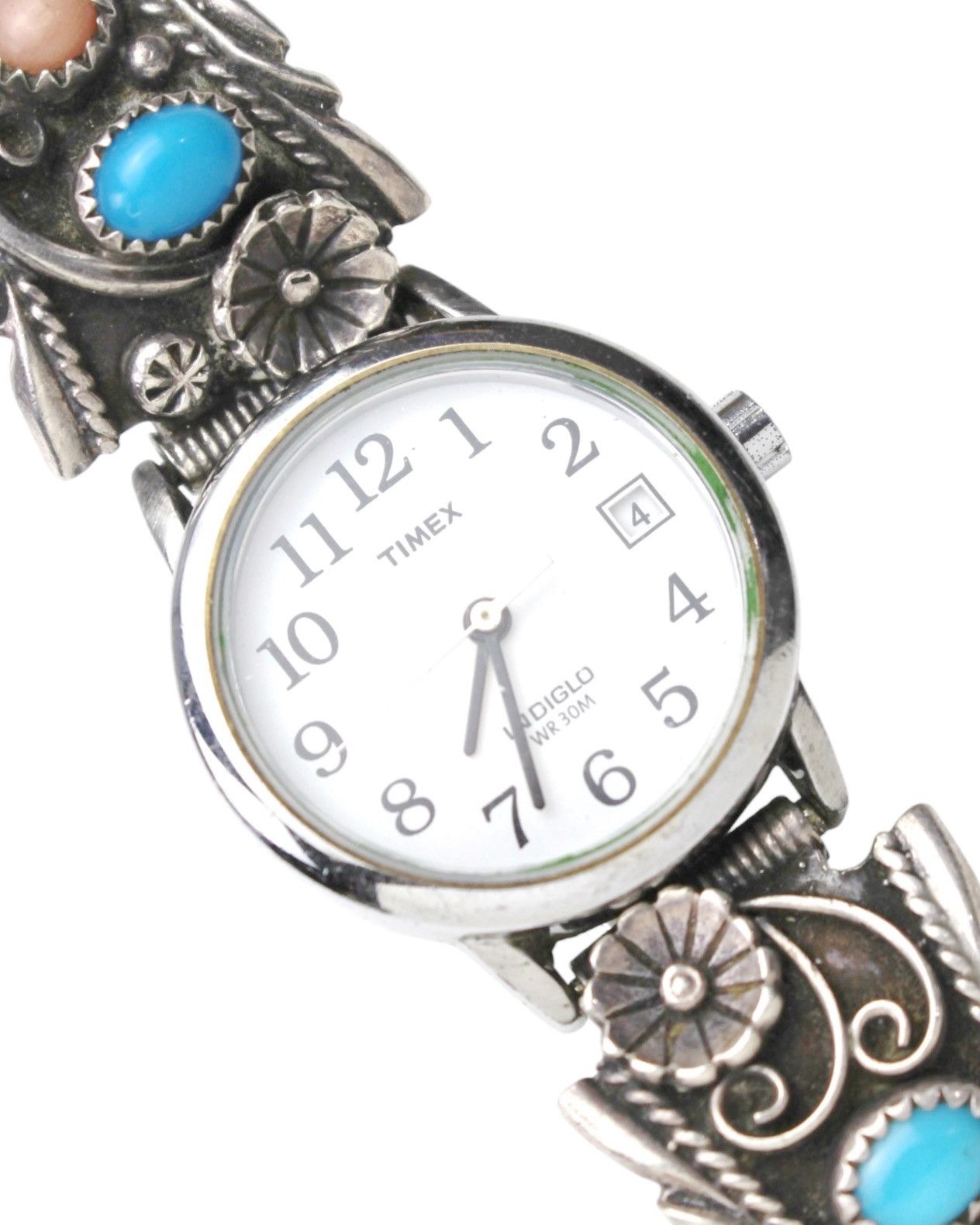 Vintage 2000S TIMEX SILVER FLORAL TURQUOISE WATCH Size ONE SIZE - 5 Thumbnail