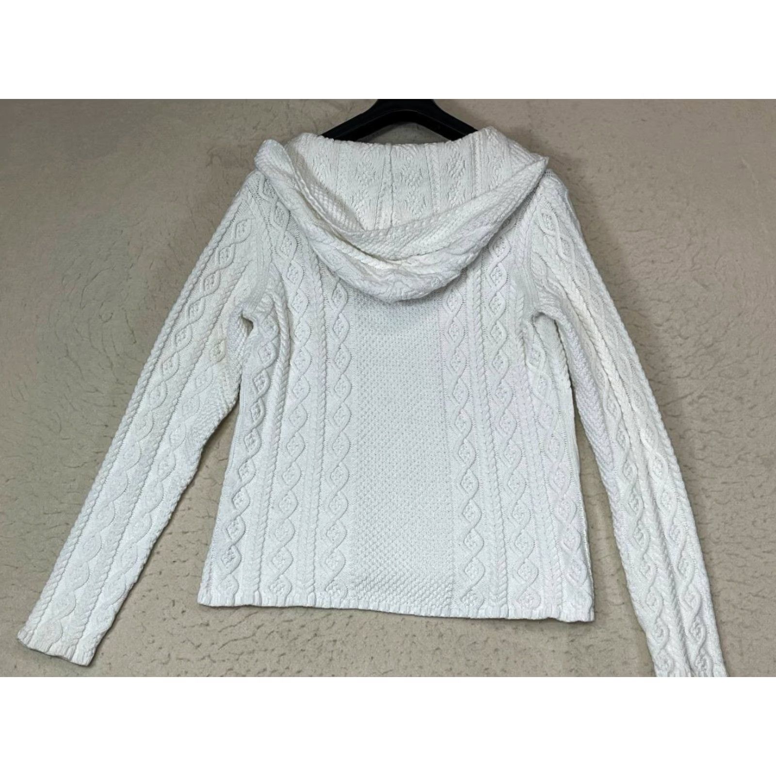 Ralph Lauren Vtg Polo Jeans Ralph Lauren Sweater White Cable Knit Hooded Pullover Women's M Size M / US 6-8 / IT 42-44 - 2 Thumbnail