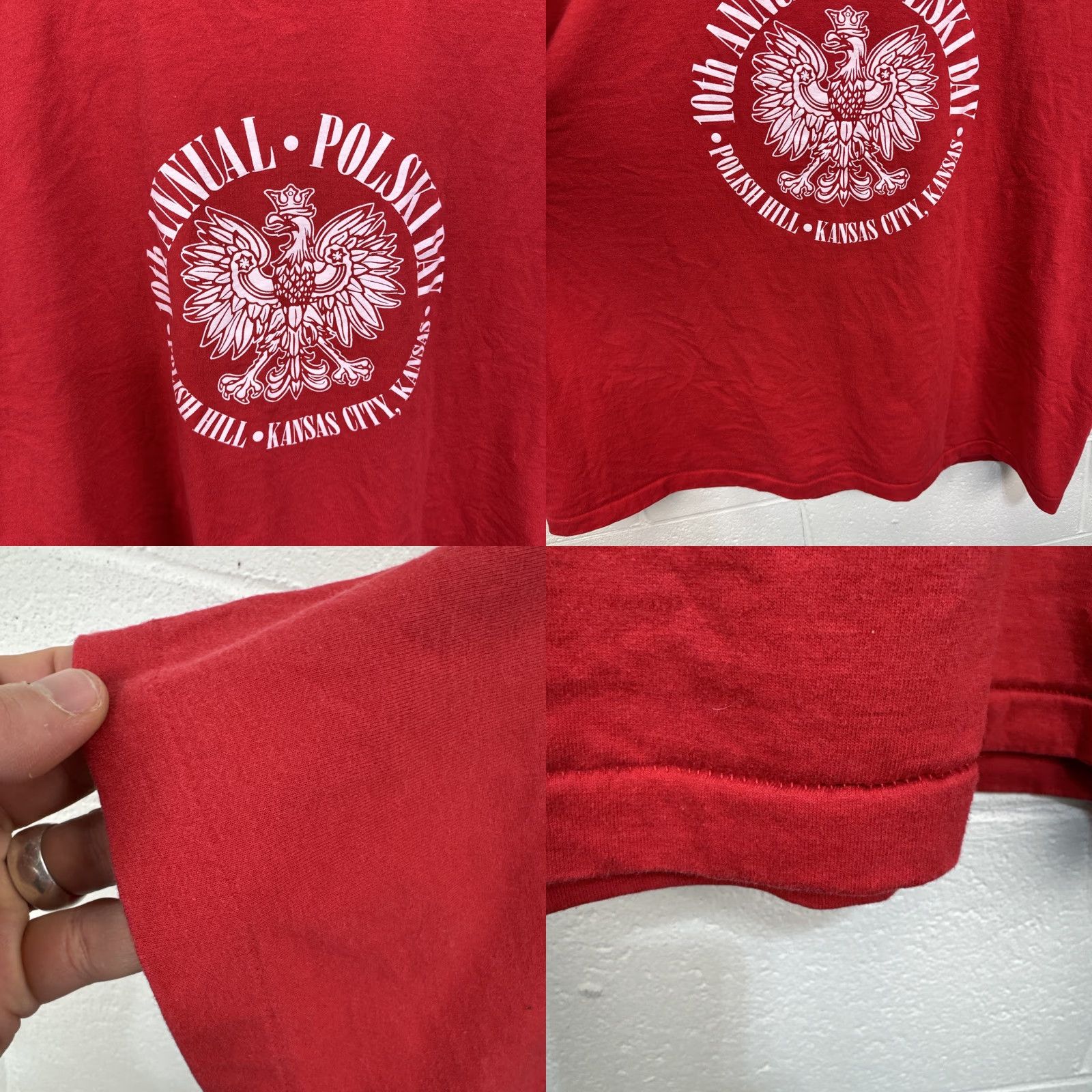 Fruit Of The Loom VINTAGE Fruit of the Loom T-Shirt Polish Poland City Festival 90s Polish & Proud Red 3XL Mens Shirt Size US XXL / EU 58 / 5 - 8 Thumbnail