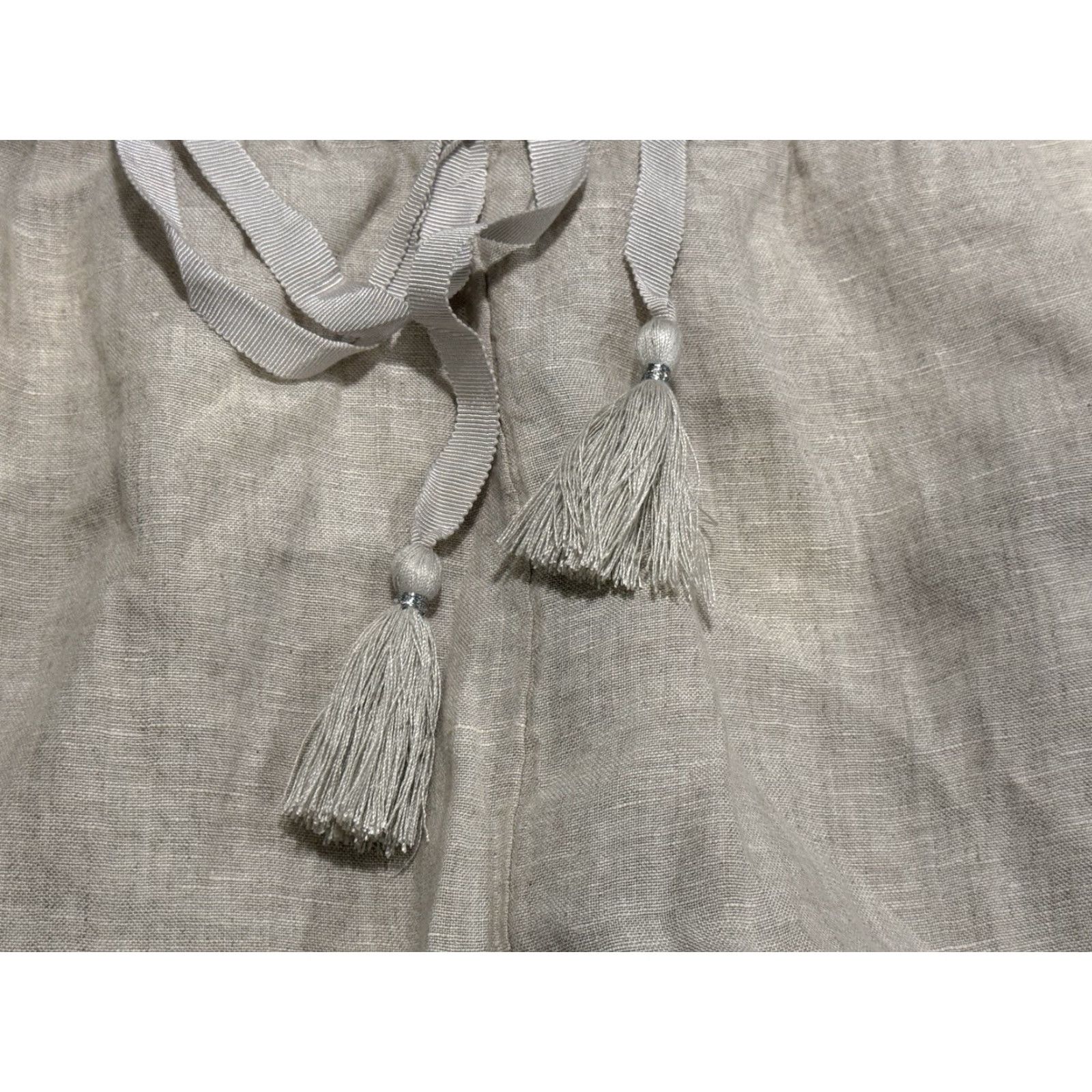 J.Crew J. Crew Pants Wide-Leg Cropped Linen Beige White Side Stripe L Womens casual Beach Bohemian Festival 90s Size 36" / US 14 / IT 50 - 5 Thumbnail