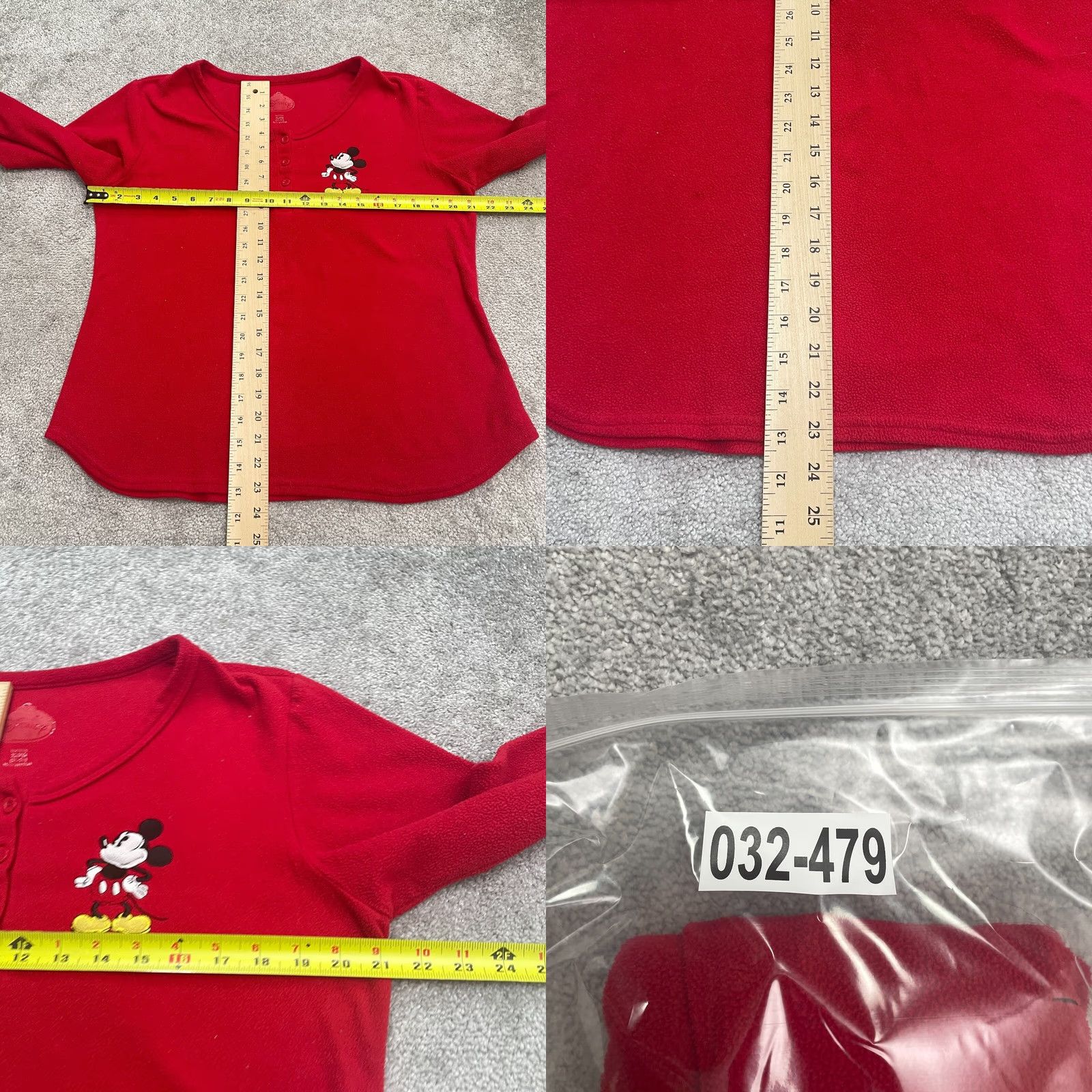 Disney Disney Mickey Mouse Sleepwear Shirt Womens XL Red Henley Long Sleeve Pajama Top Size XL / US 12-14 / IT 48-50 - 8 Thumbnail