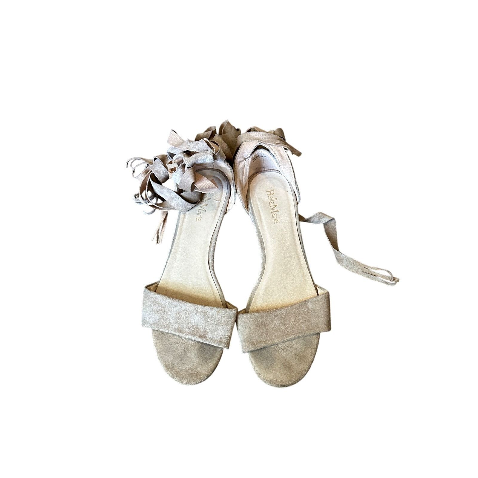 Other Bella Marie Nude Almond Open Toe Tie Bow Ankles Sandals - 10 Size US 10 / IT 40 - 2 Thumbnail