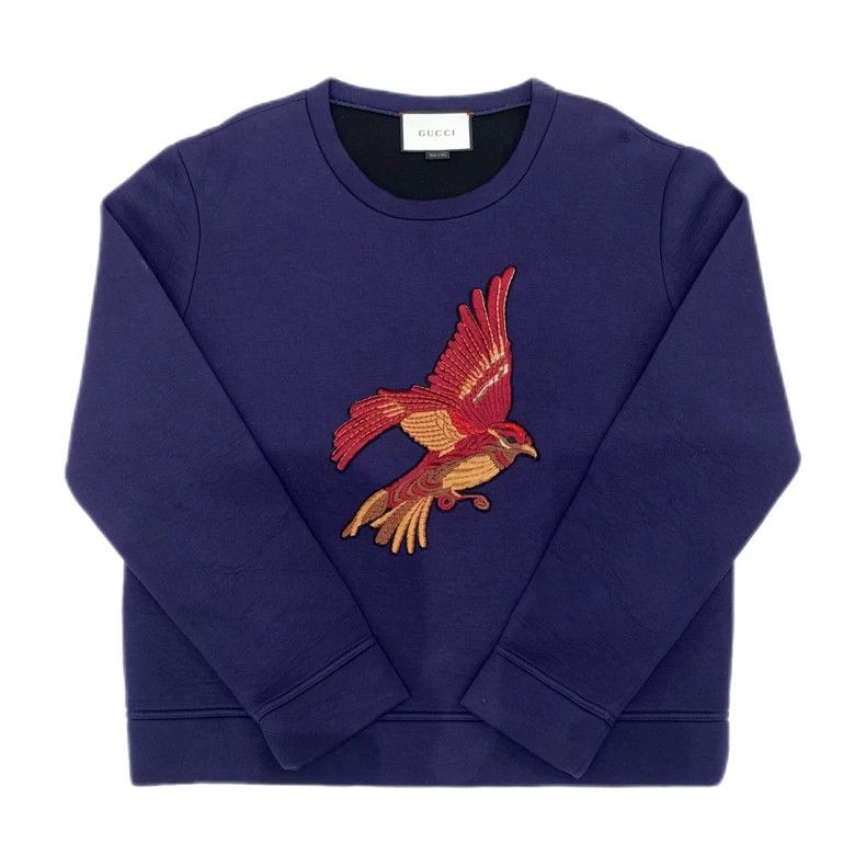 Gucci Gucci Dark blue hummingbird embroidered cotton round-neck l Size US M / EU 48-50 / 2 - 1 Thumbnail