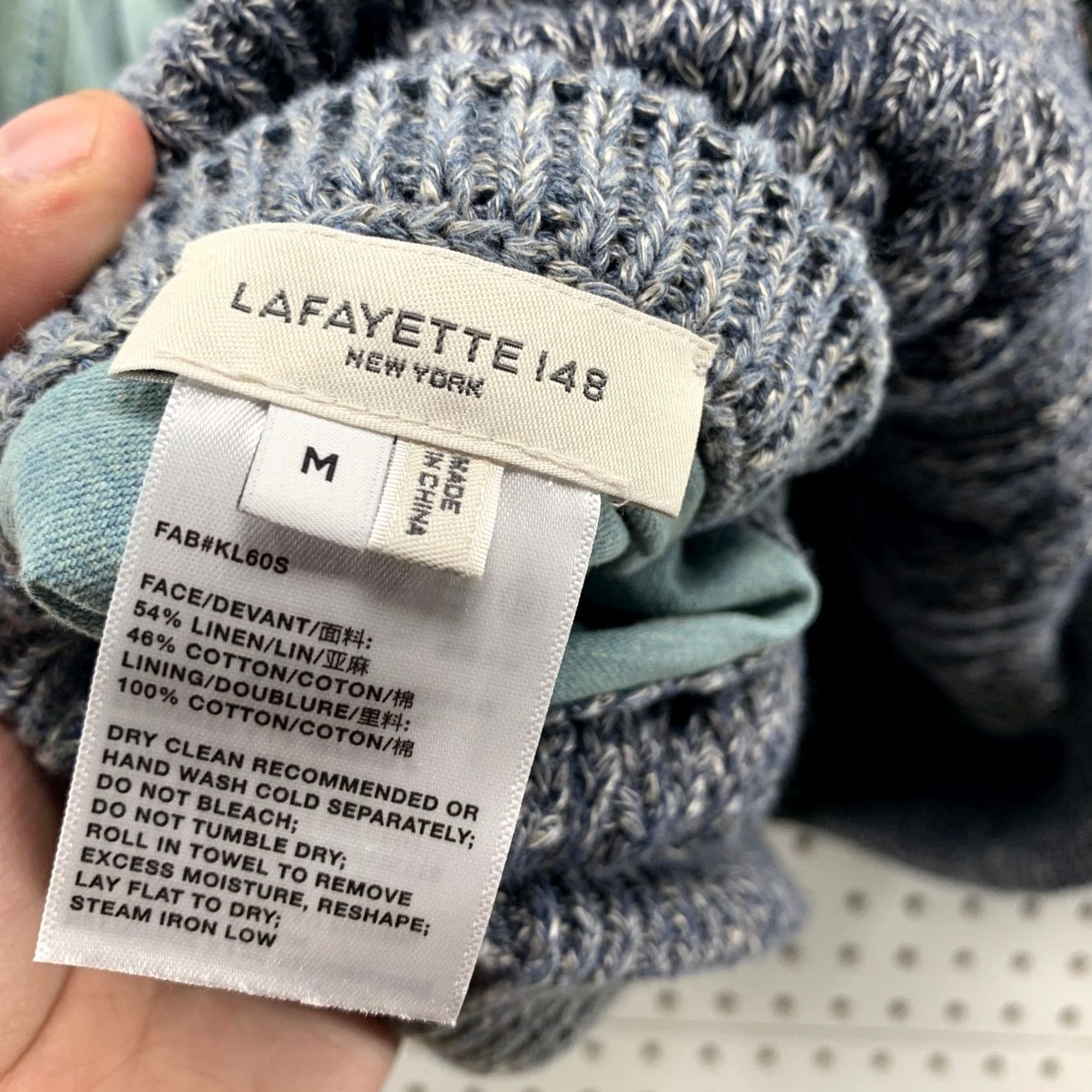 Vintage Lafayette 148 Bomber Jacket Women Medium Blue Reversible Linen Cotton Knit Size M / US 6-8 / IT 42-44 - 3 Thumbnail