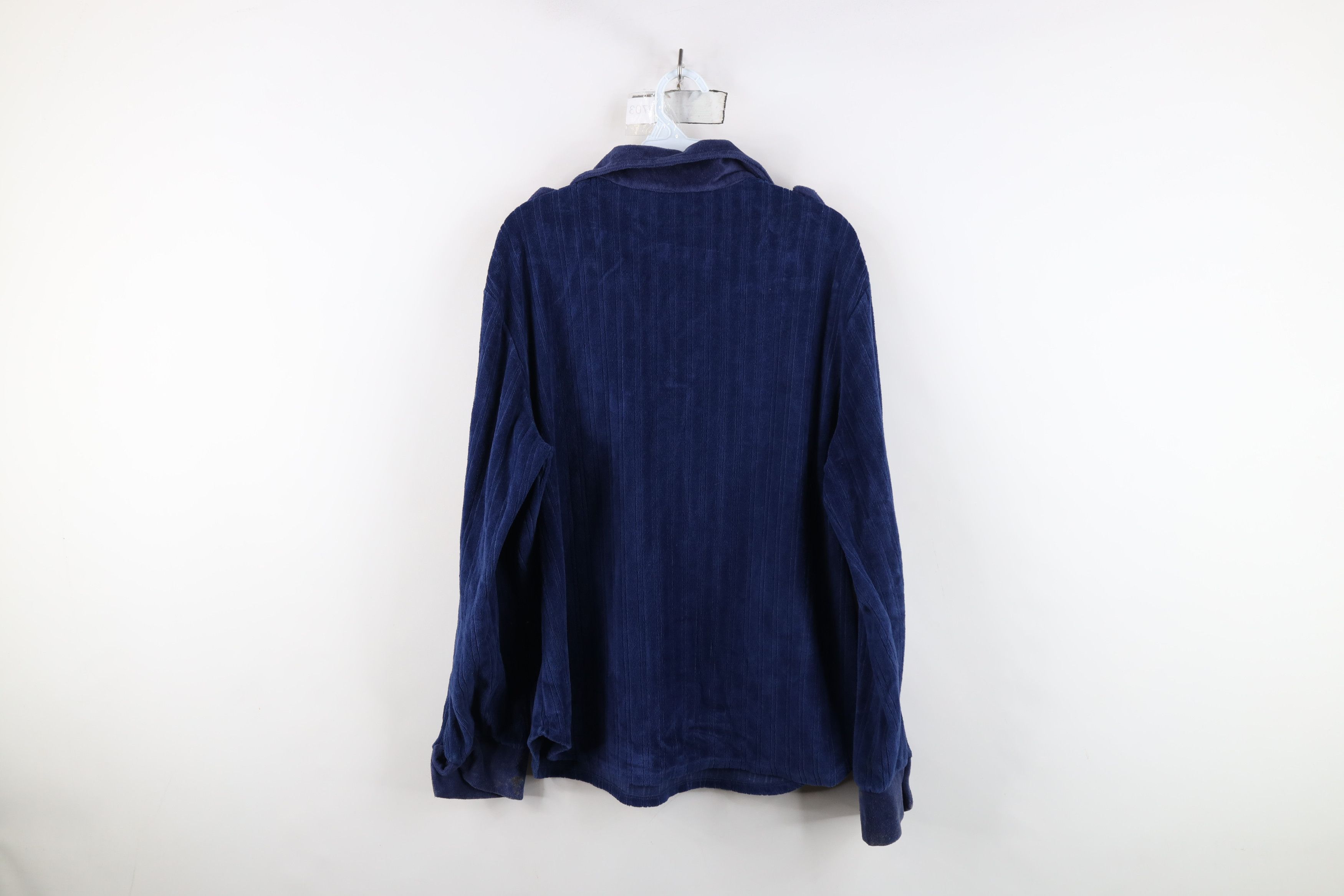 Vintage Vintage 70s Streetwear Ribbed Velour Commando Polo Blue Size US L / EU 52-54 / 3 - 14 Thumbnail
