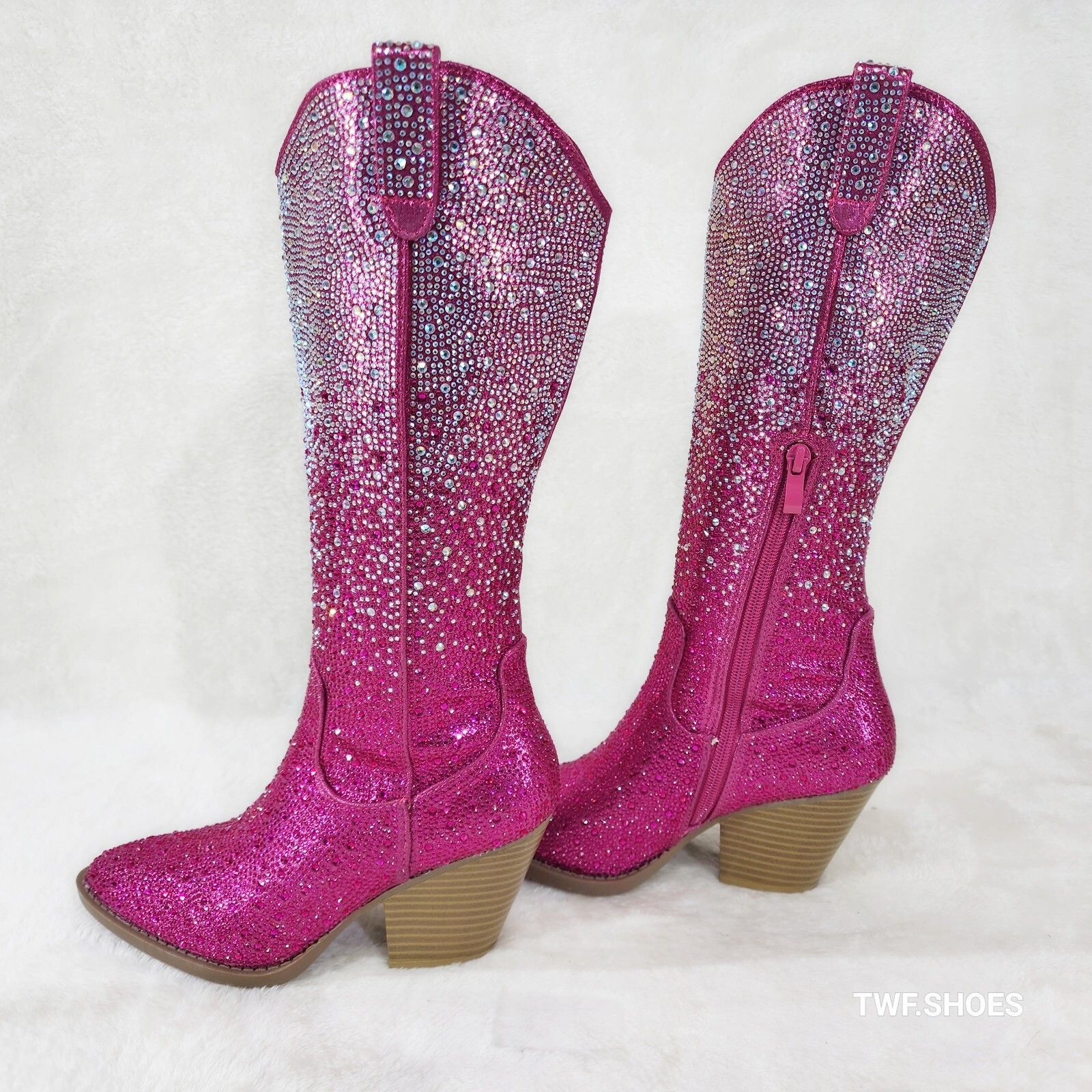 Other Wild One Glamour Cowboy Fuchsia Hot Pink / Silver Ombre Rhin Size US 6.5 / IT 36.5 - 2 Thumbnail