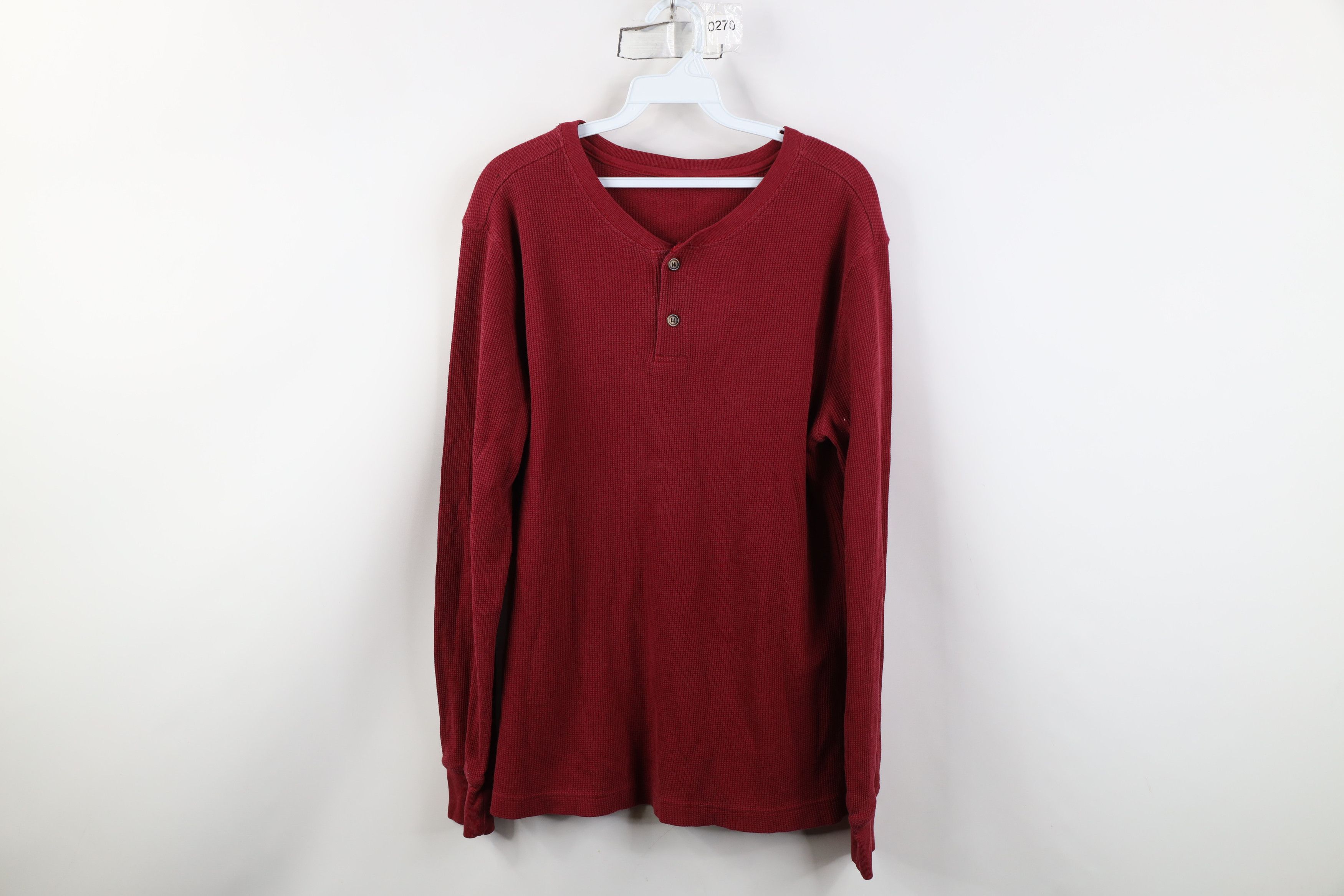 Vintage Vintage 90s Streetwear Waffle Knit Henley T-Shirt Red Size US M / EU 48-50 / 2 - 1 Thumbnail