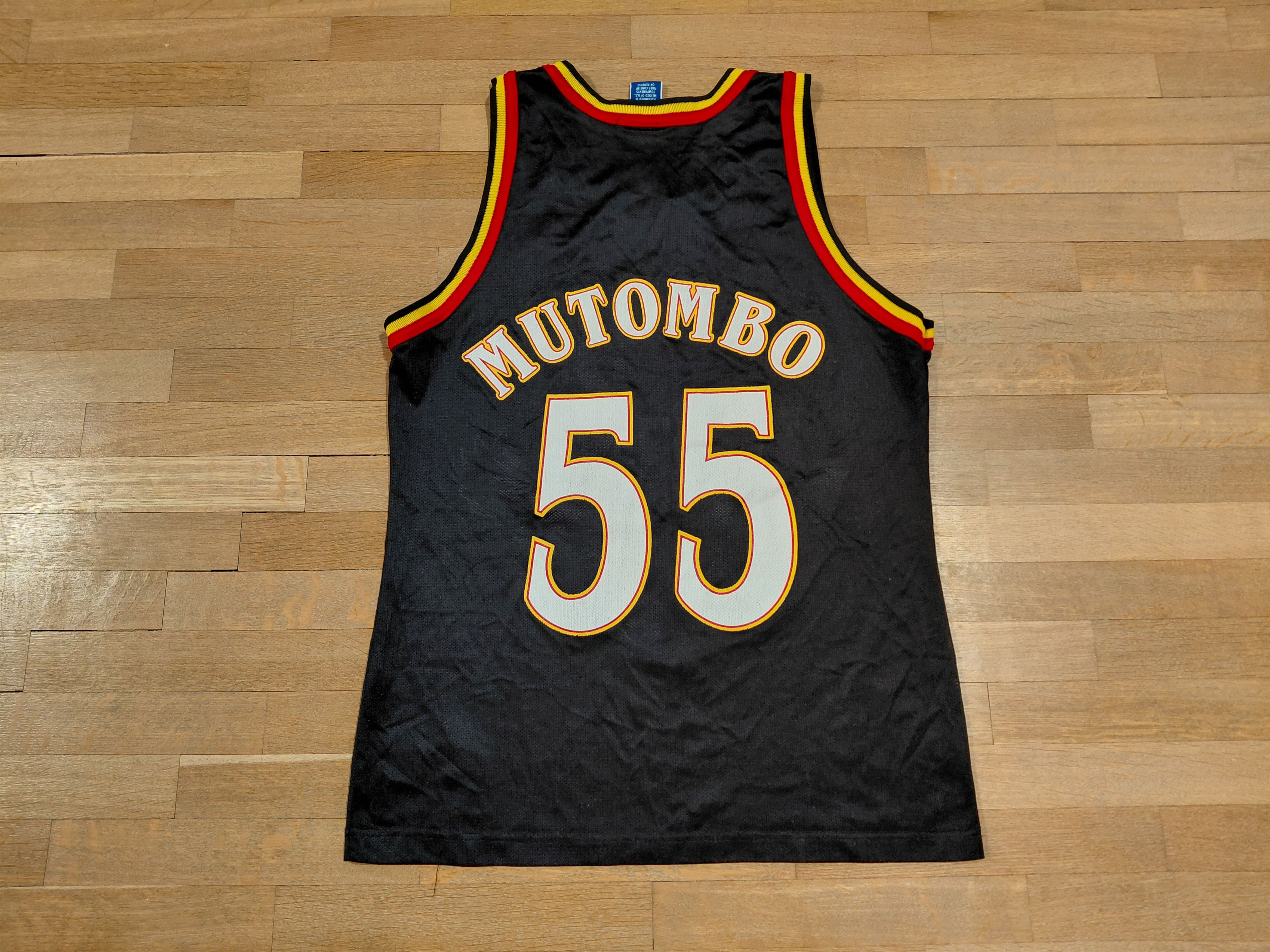 Champion Atlanta Hawks 55 Dikembe Mutombo Vintage 1990s NBA Jersey Size US M / EU 48-50 / 2 - 2 Thumbnail