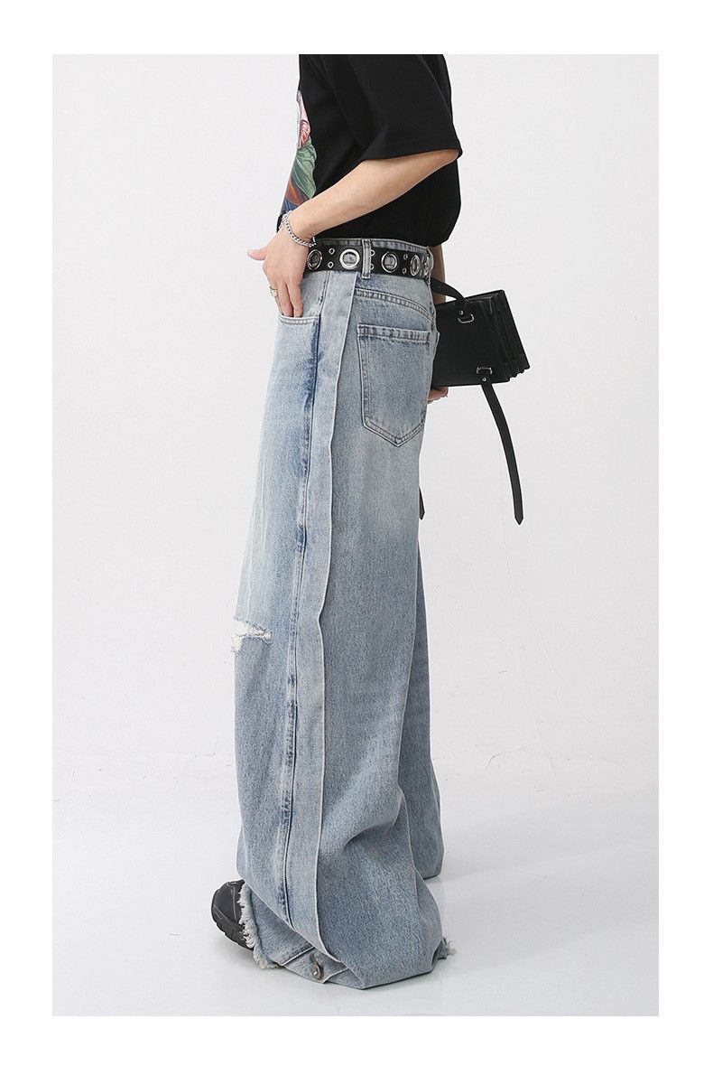 Japanese Brand × Jean Casual loose-fitting ripped denim trousers Size US 34 / EU 50 - 4 Thumbnail