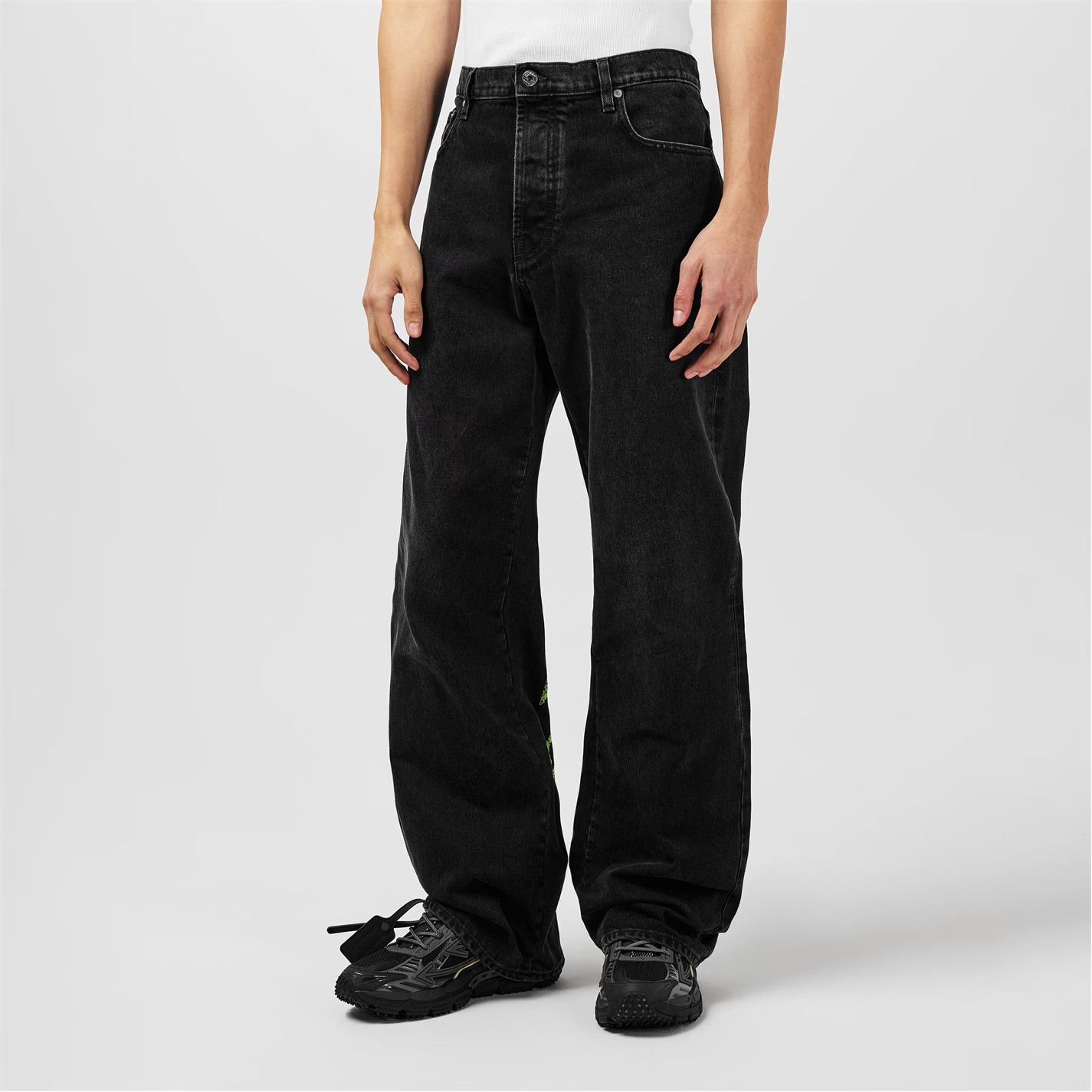 Off-White o1g2r1mq0326 Diag Relax Straight Leg Jeans in Black Size US 32 / EU 48 - 4 Thumbnail