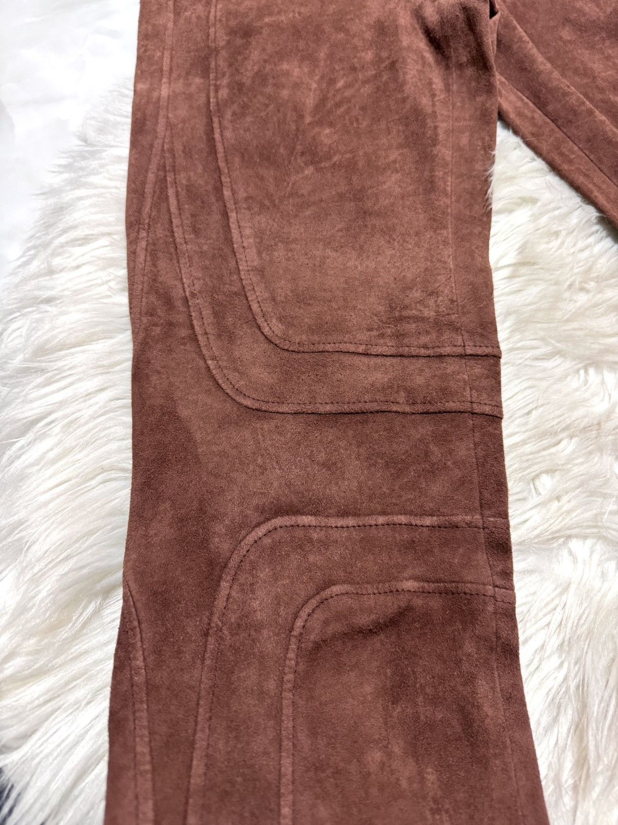 Brunello Cucinelli Brunello Cucinelli Framed Suede Leather Pants Brown Size 27" / US 4 / IT 40 - 15 Thumbnail