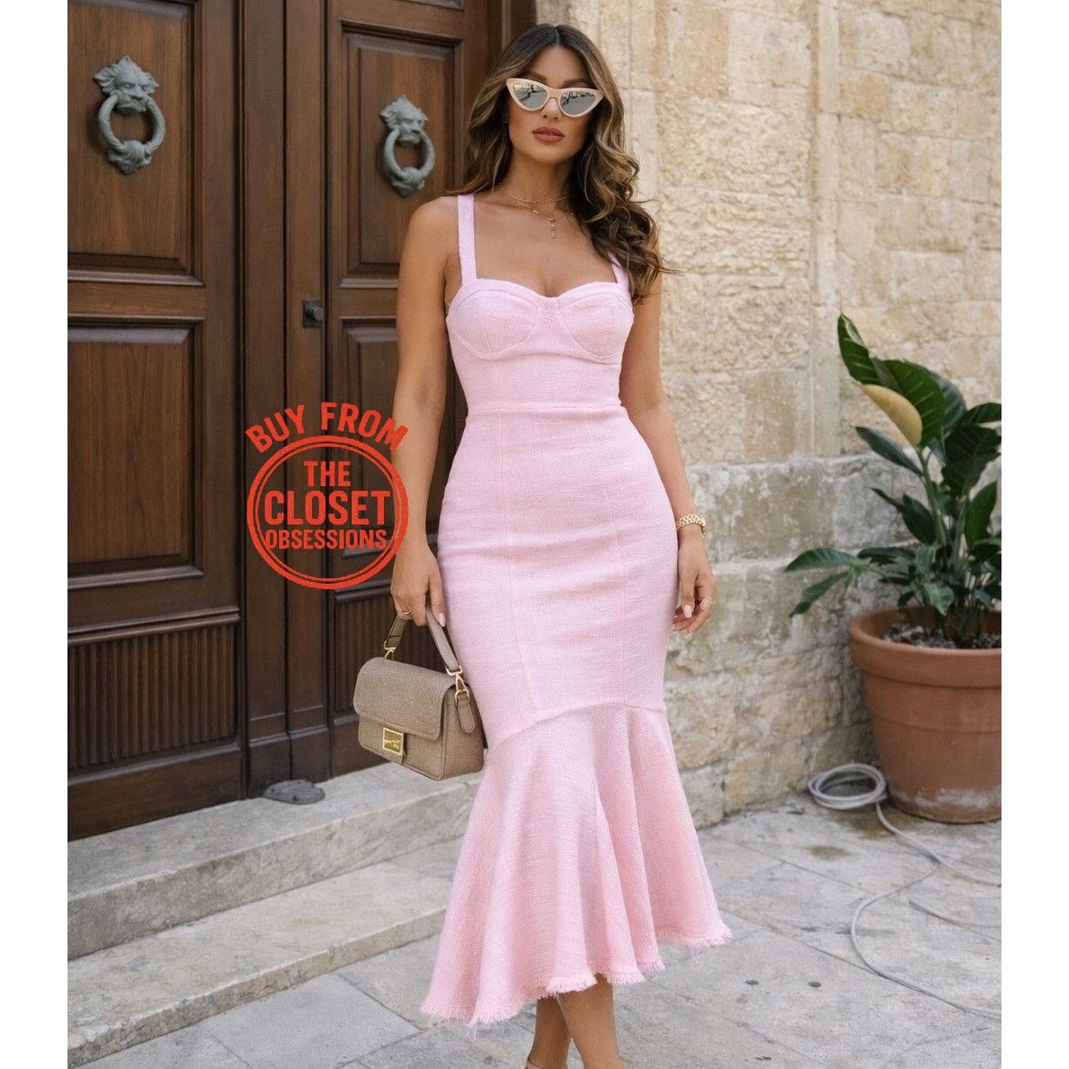 Zara Zara blush pink midi embroidered shirt dress Bloggers | Grailed
