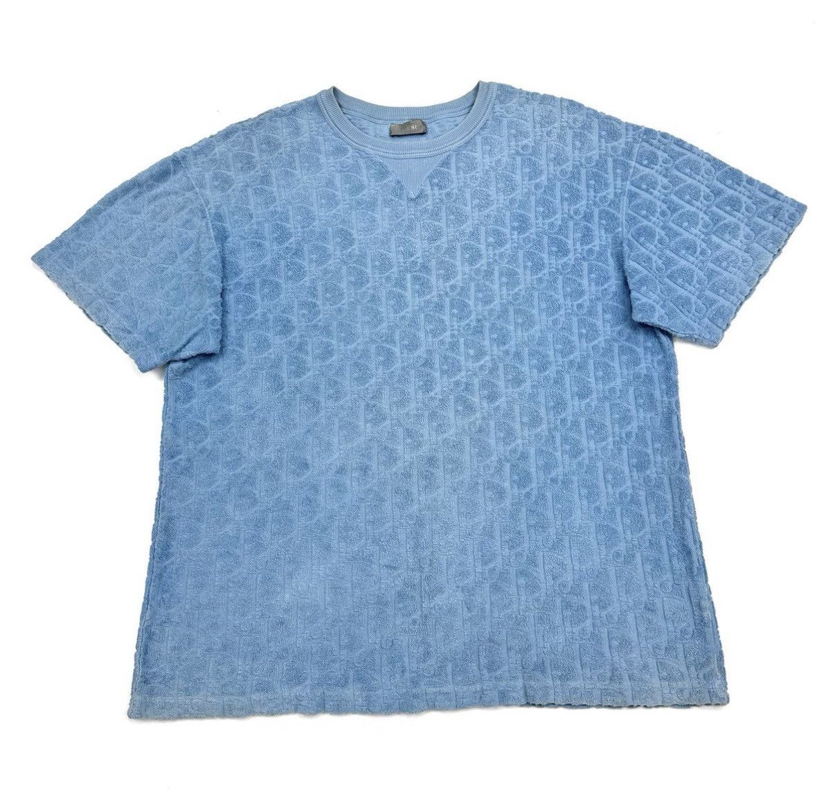 Dior Dior Blue Cotton French Terry Oblique Print T-shirt K12 Size S / US 4 / IT 40 - 1 Thumbnail