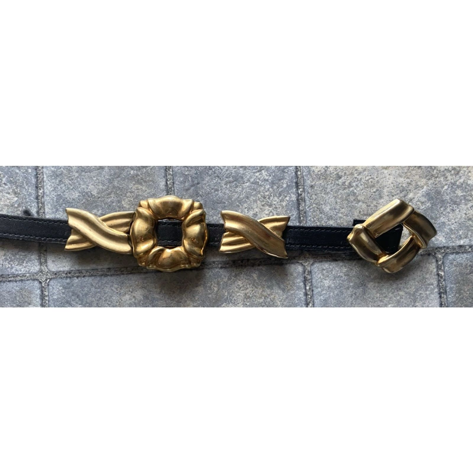 Brighton VINTAGE Brighton Belt Womens Waist Belt Leather Skinny Black 1994 90s Hardware Brass Size M Size ONE SIZE - 6 Thumbnail