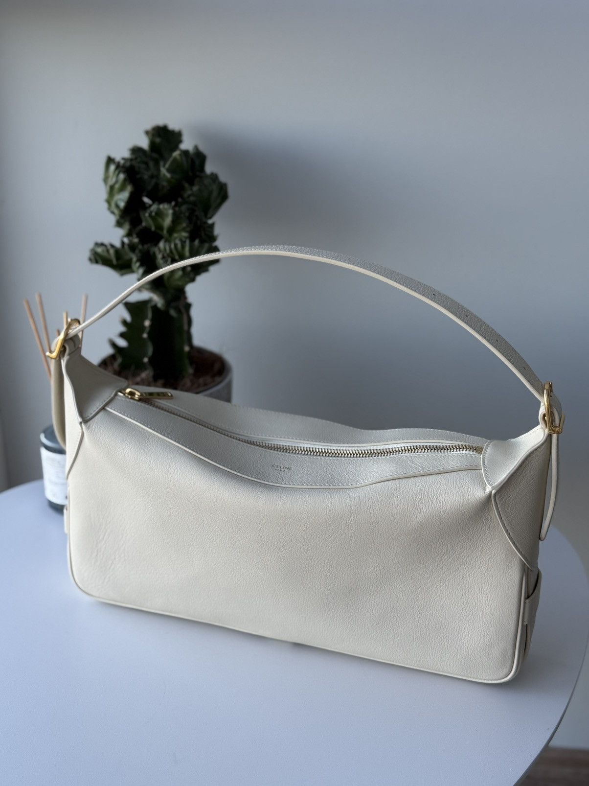 Celine Celine Small Romy Bag White Calfskin Leather Gold HW Size ONE SIZE - 3 Thumbnail