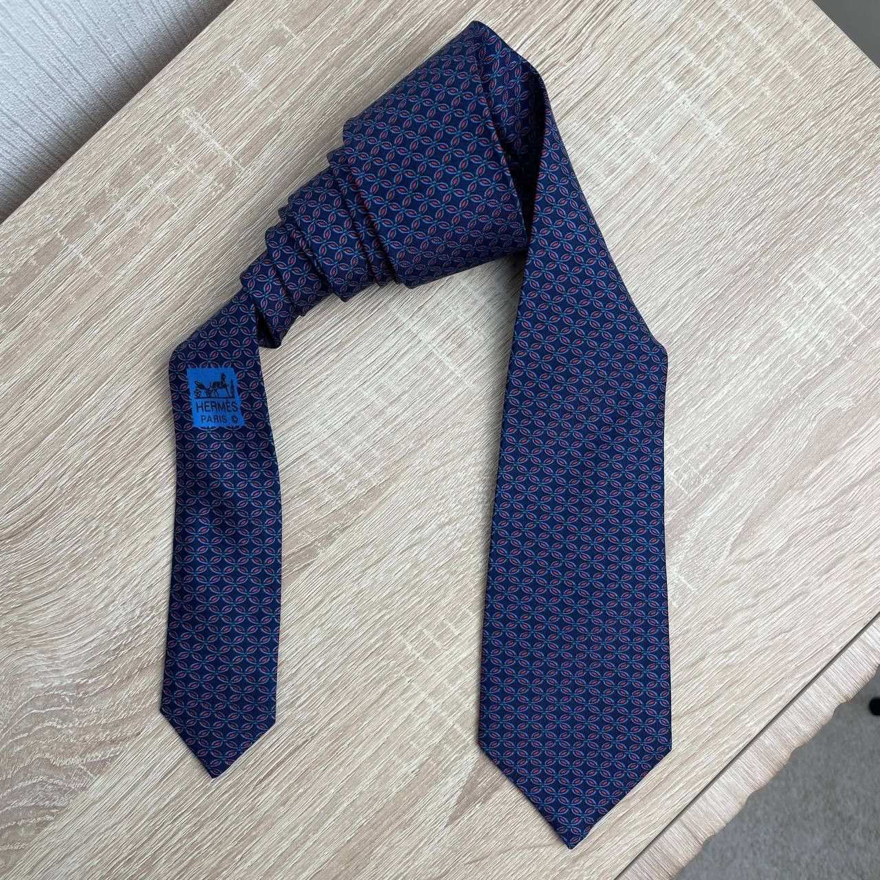 Hermes Hermes Paris Silk Tie 7064 TA Geometry Blue Size ONE SIZE - 3 Thumbnail