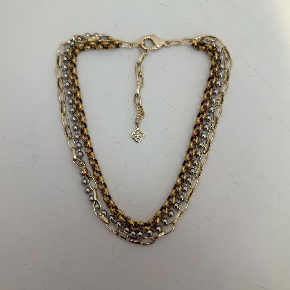 Designer Kendra Scott Brylee Multi Strand Gold Silver Chain Necklace Size ONE SIZE - 3 Thumbnail