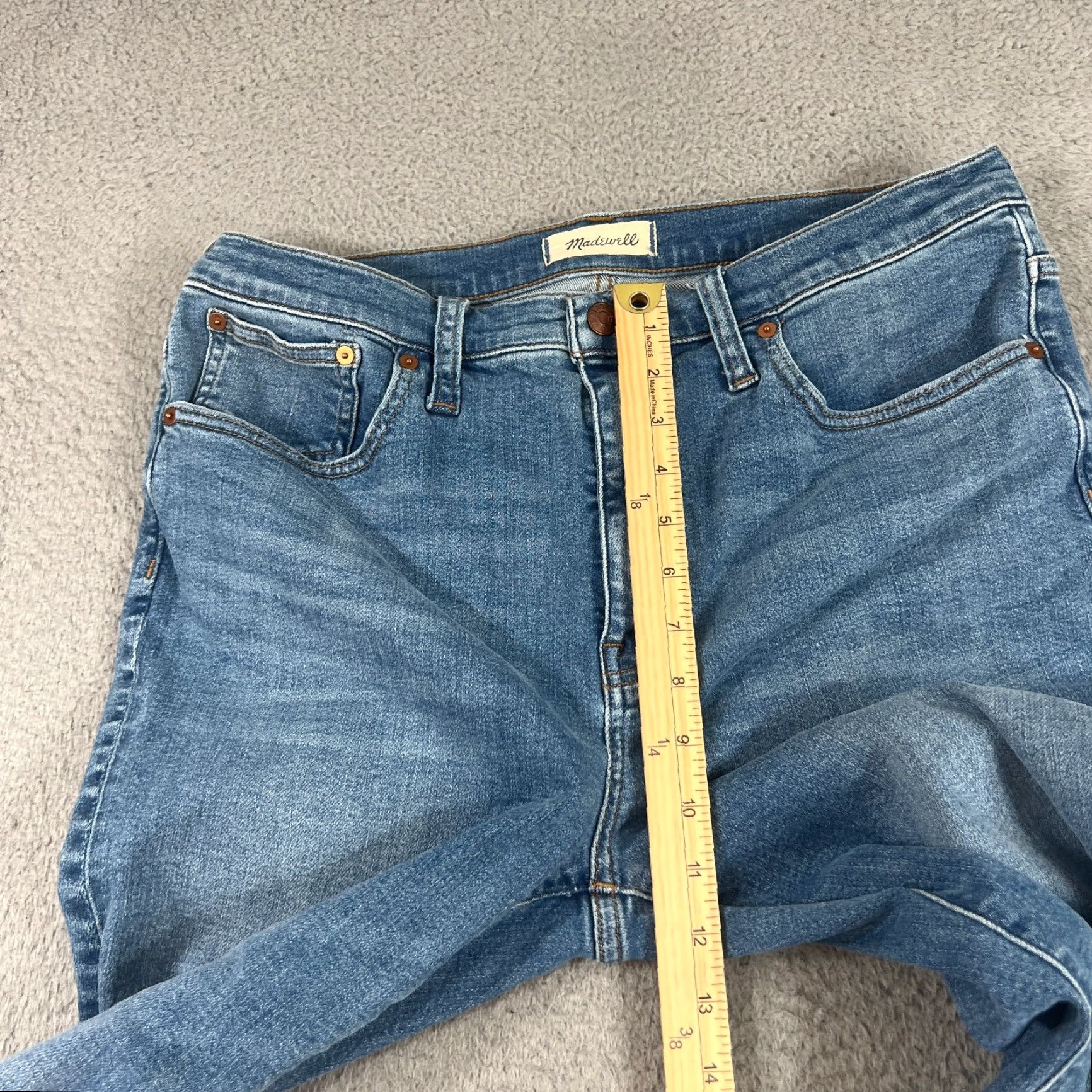 Madewell Madewell Women's Jeans Cali Demi-Boot Size 31 High Rise Blue Raw Hem Stretch Size 24" / US 00 / IT 34 - 4 Thumbnail