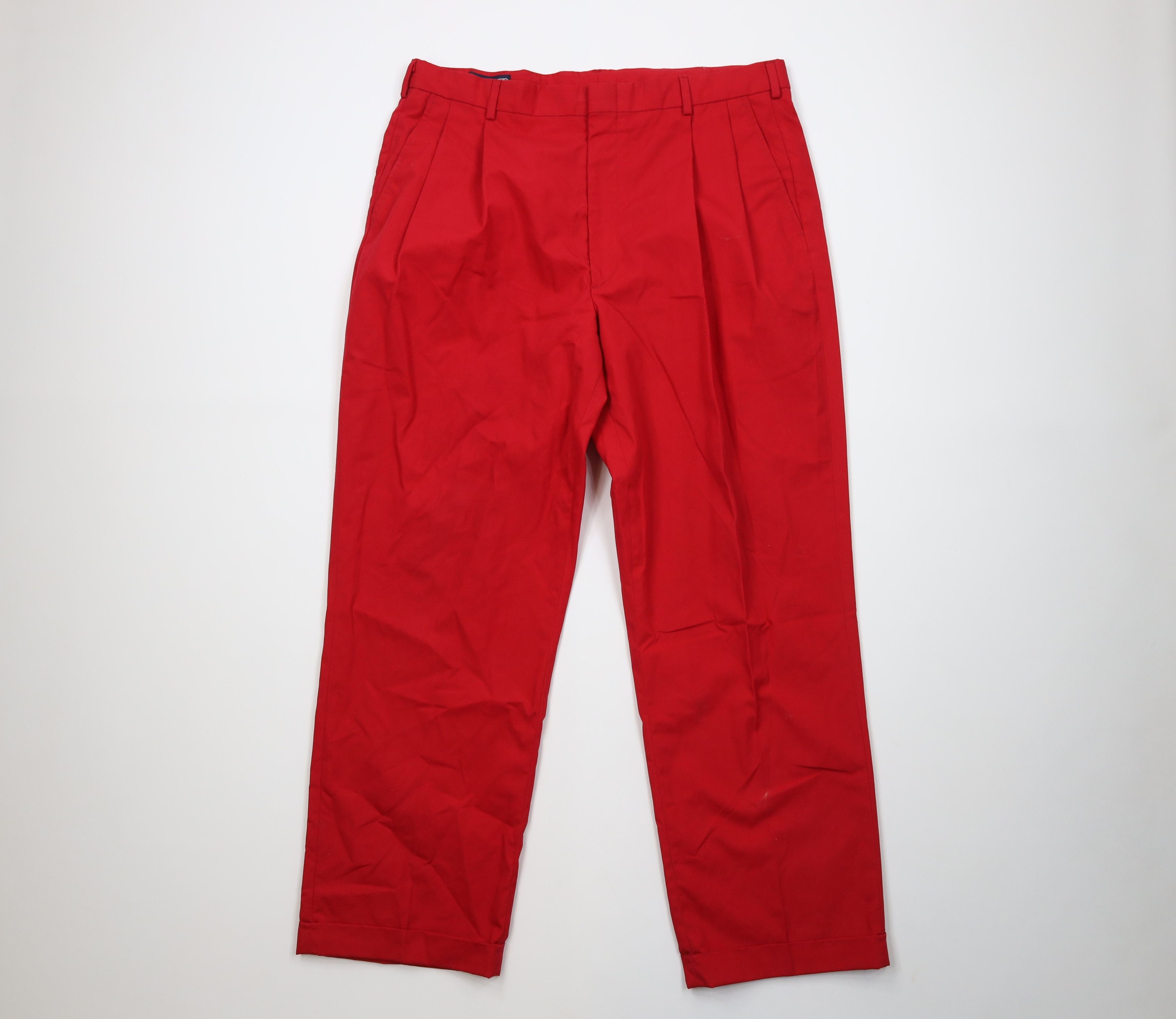 Lands' End Vintage 70s Lands End Cuffed Wide Leg Chino Pant Red USA Size US 38 / EU 54 - 1 Thumbnail