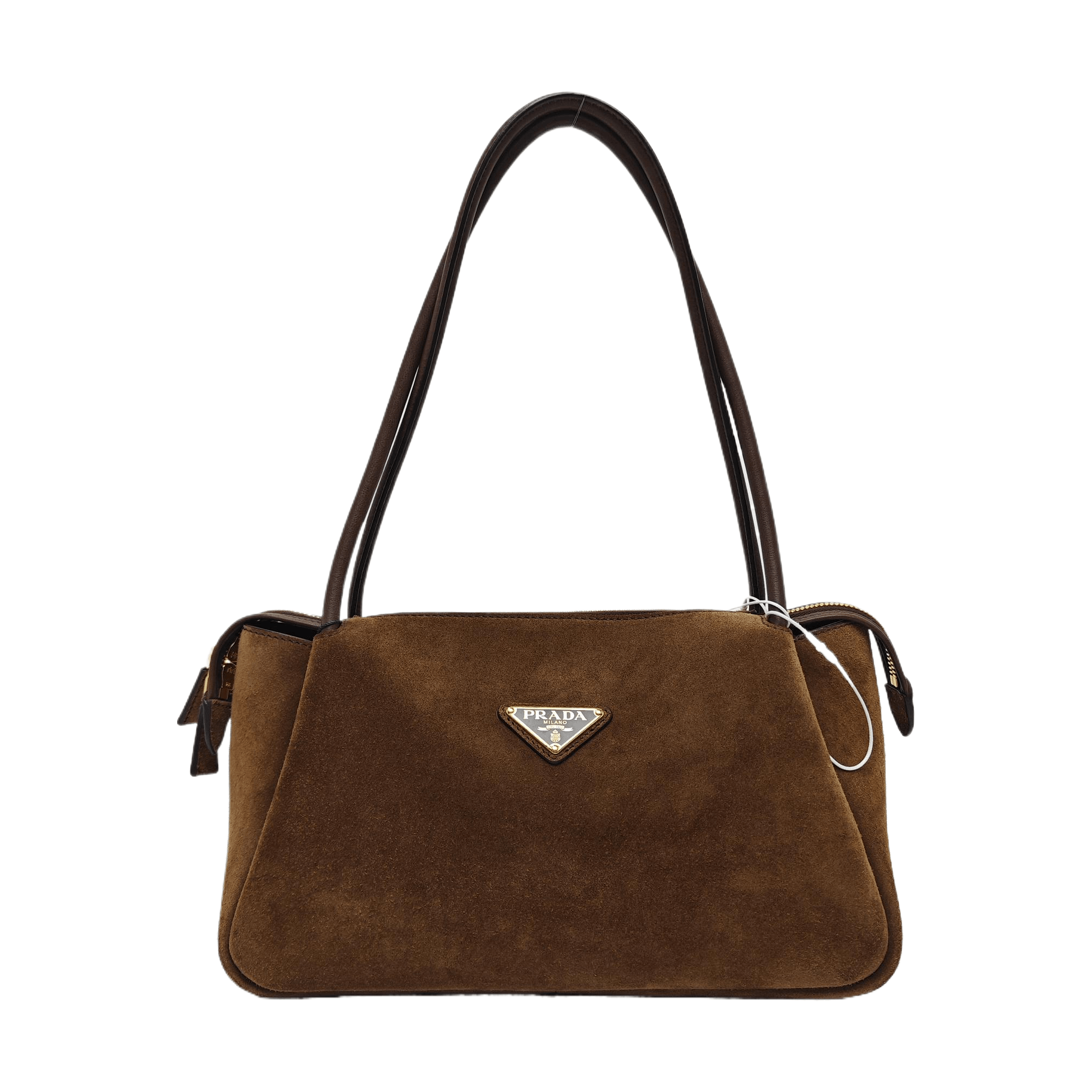 Prada Prada Suede Logo Handle Bag Brown Size ONE SIZE - 1 Thumbnail