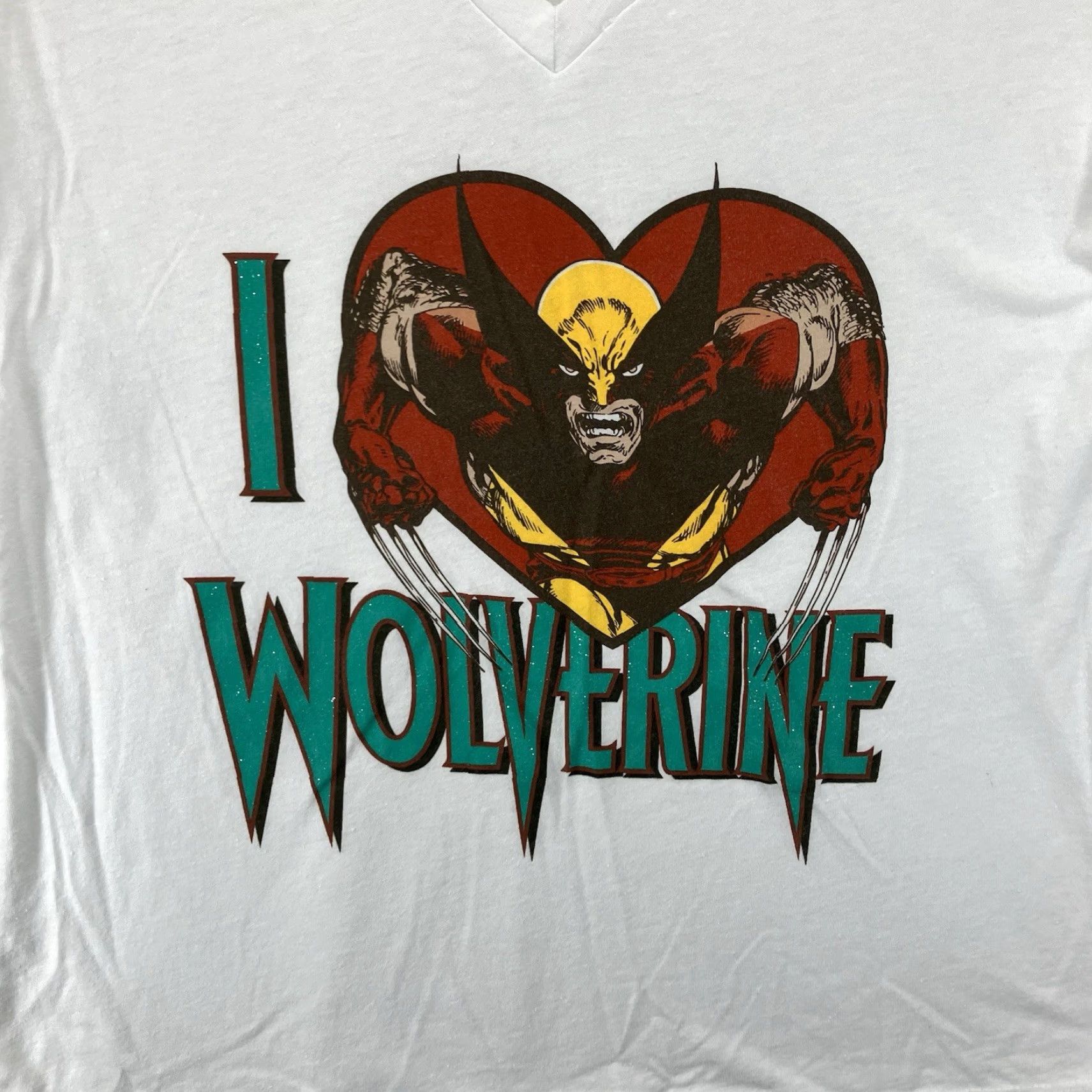 Vintage VINTAGE Marvel Wolverine T-Shirt Women XL Cotton Blend Heart Graphic Casual Sleeves 60s Retro Glitter Size XL / US 12-14 / IT 48-50 - 3 Thumbnail