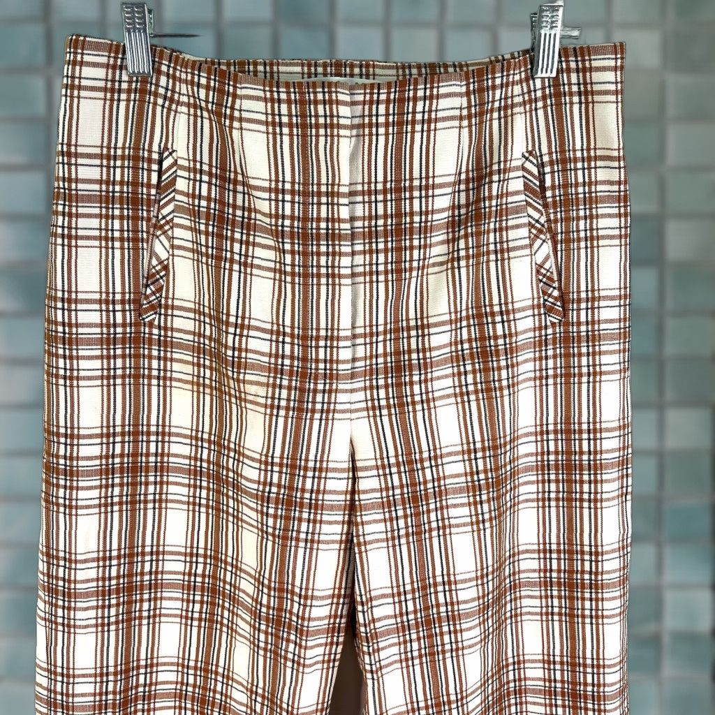 Veronica Beard VERONICA BEARD Pants DOVA Orange Plaid Trousers Cropped Size 10 Size 32" / US 10 / IT 46 - 1 Thumbnail