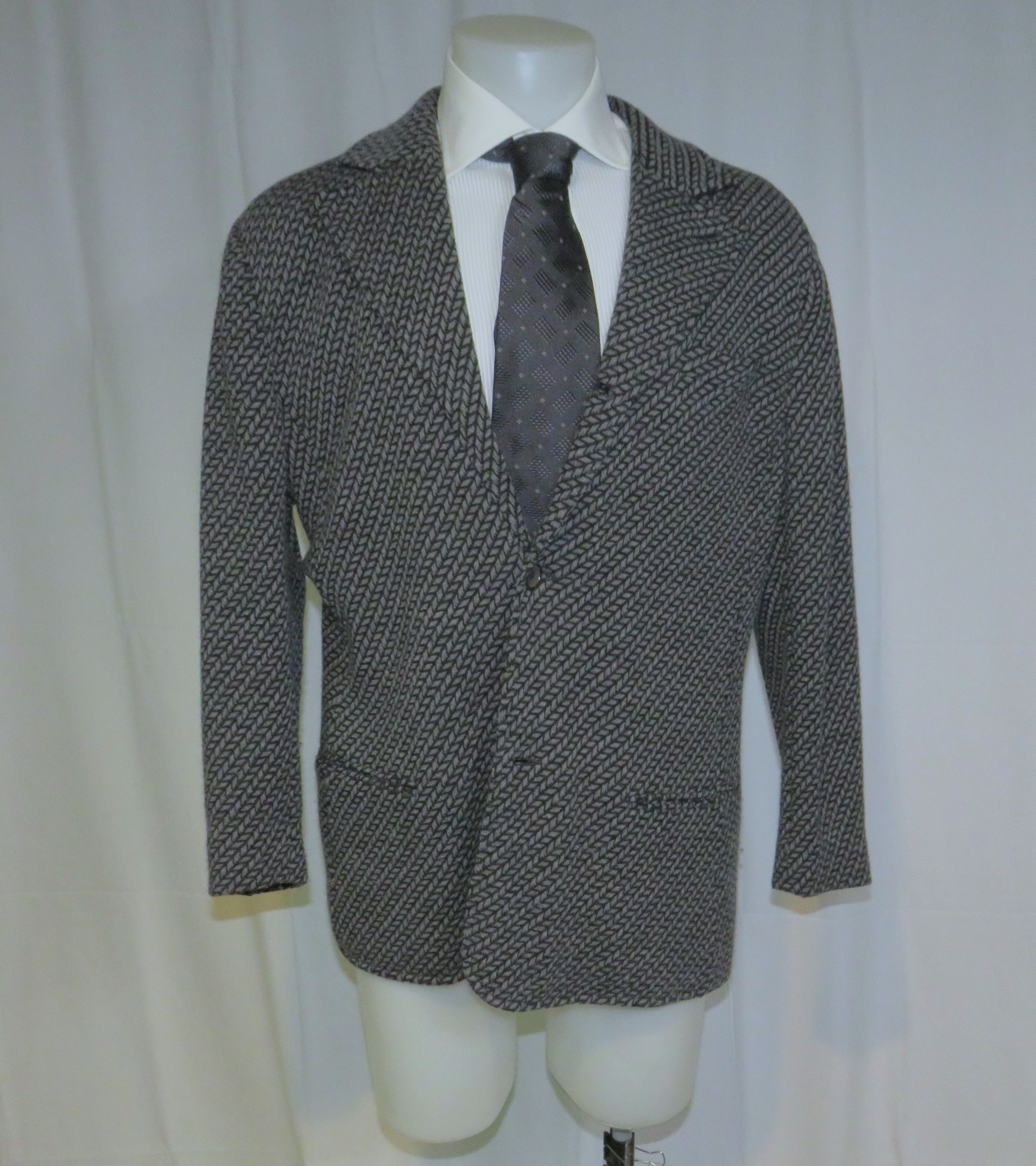 Giorgio Armani Black Label Gray Geometric Recent Sweater Jacket 50 Size 50R - 7 Thumbnail