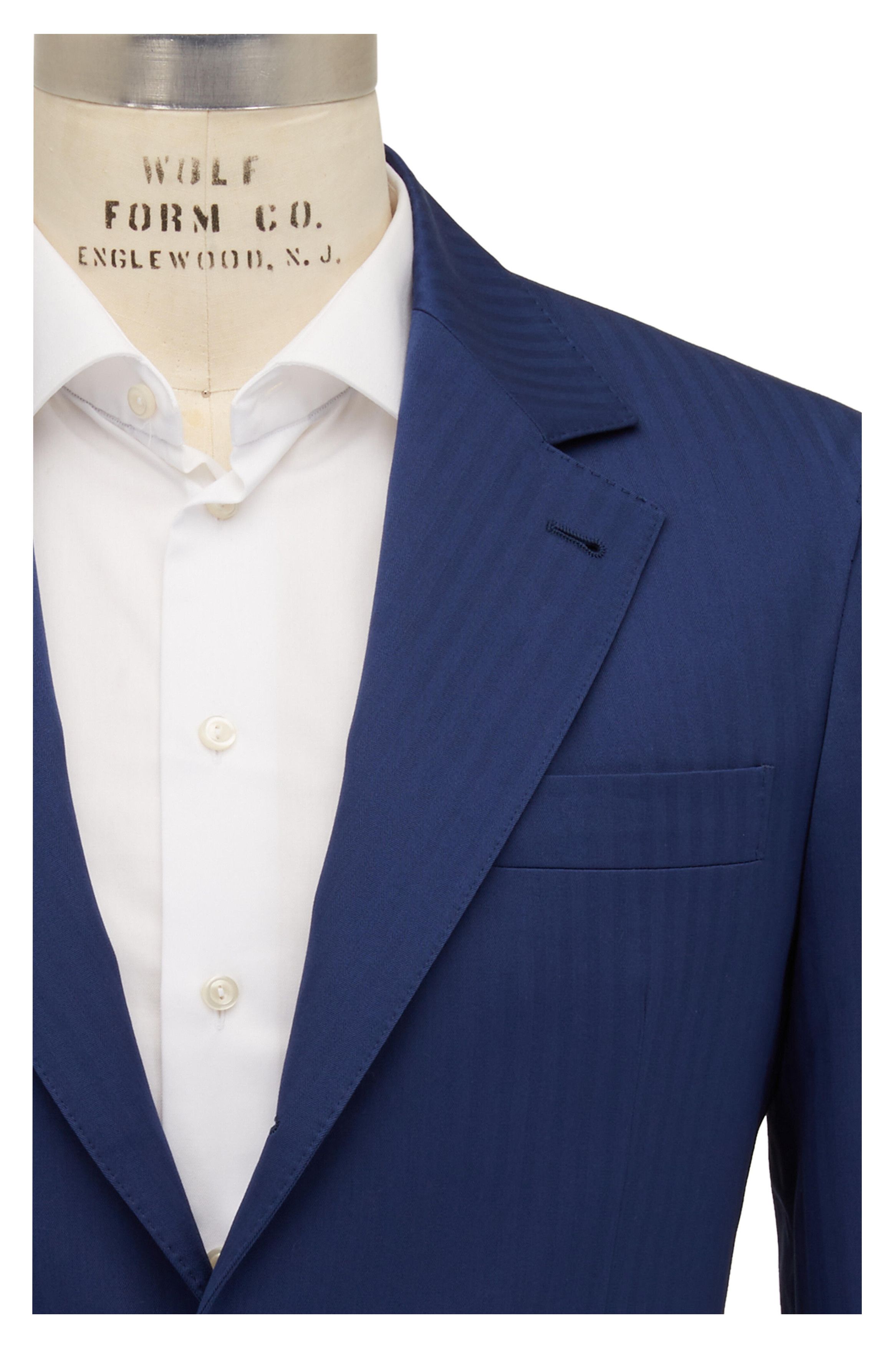 Brunello Cucinelli o1mtch0225 Cotton Pinstriped Suit in Navy Size 42R - 5 Thumbnail