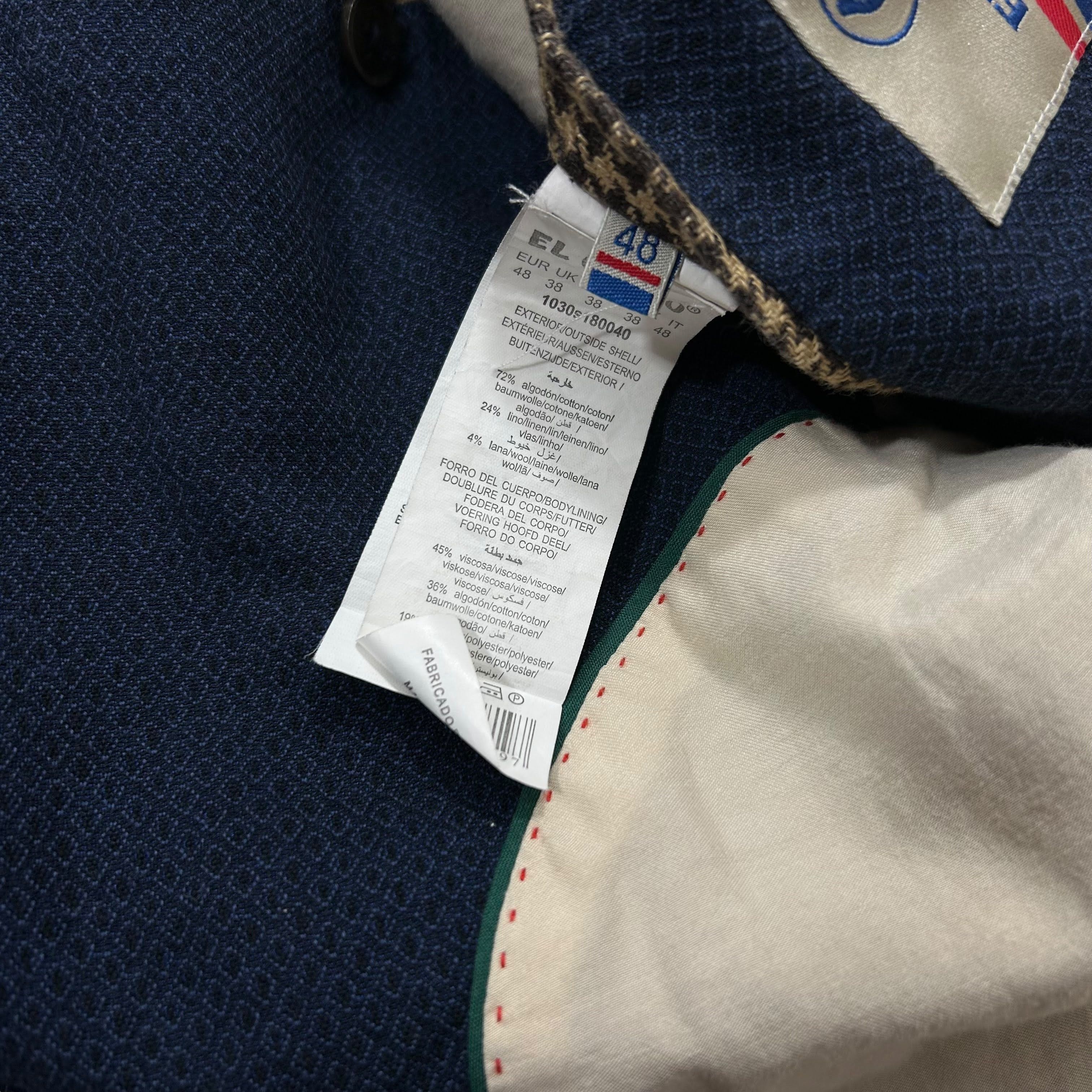 El Ganso El Ganso Cotton Linen Patterned Blue Sport Coat Blazer 48 Size US M / EU 48-50 / 2 - 7 Thumbnail