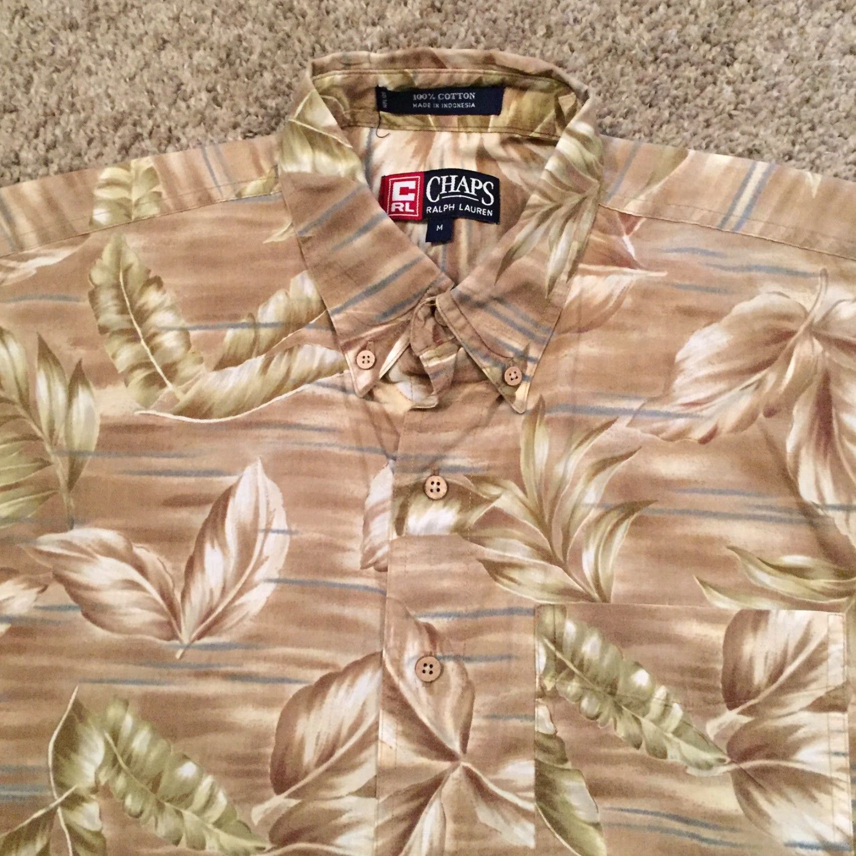 Chaps Chaps Ralph Lauren Shirt Mens M Beige Floral Short Sleeve Button Up Size US M / EU 48-50 / 2 - 3 Thumbnail