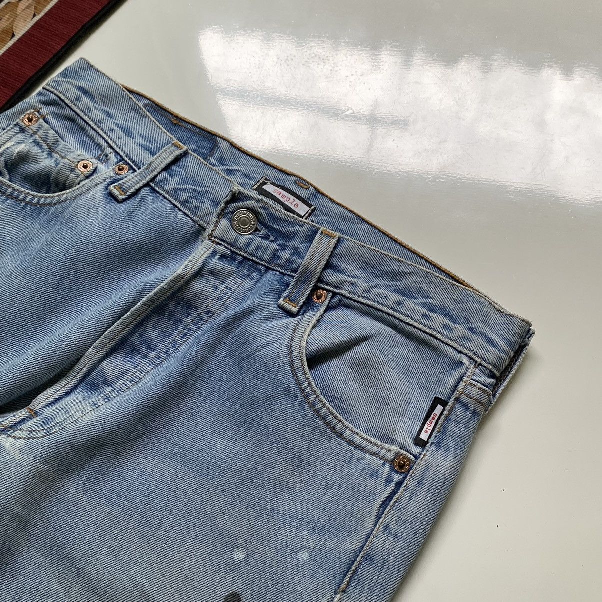 Japanese Brand × Levi's × Vintage RARE 💰 Vintage Levi’s 501 Rebuild Rips Grunge Denim " SAMPLE Size US 29 - 7 Thumbnail