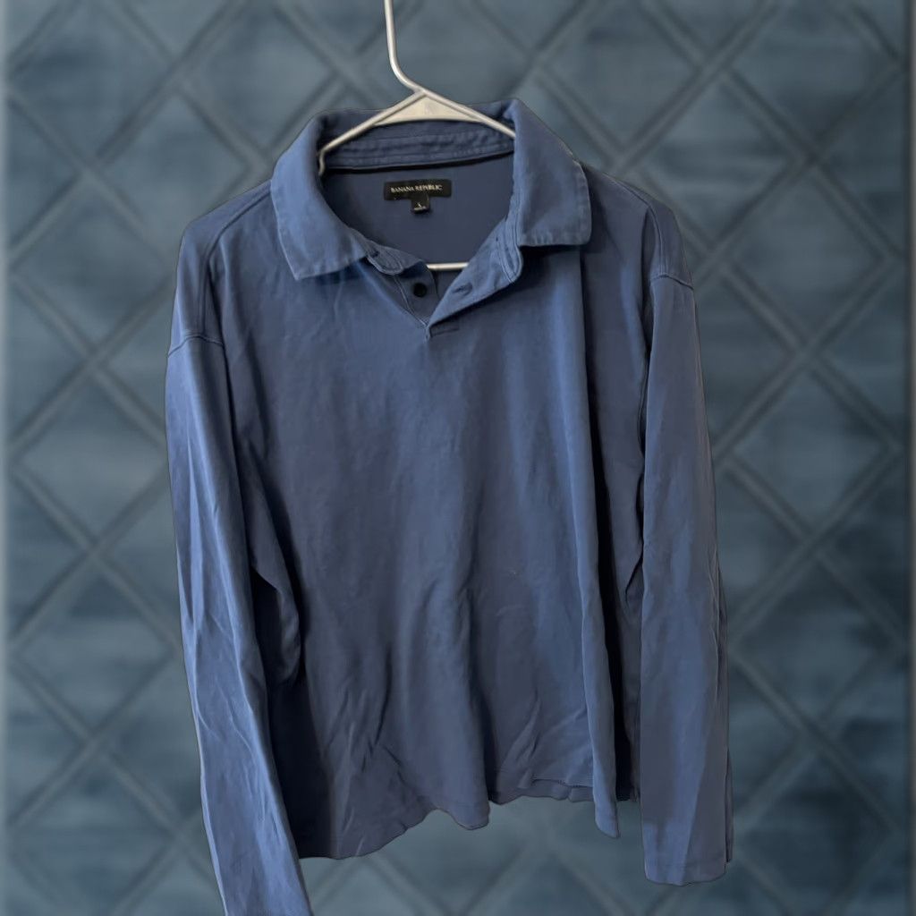 Banana Republic Banana Republic Sweatshirt Mens Large Blue Long Sleeve Henley 1/4 Zip Pockets Mock Neck Button Size US L / EU 52-54 / 3 - 1 Thumbnail