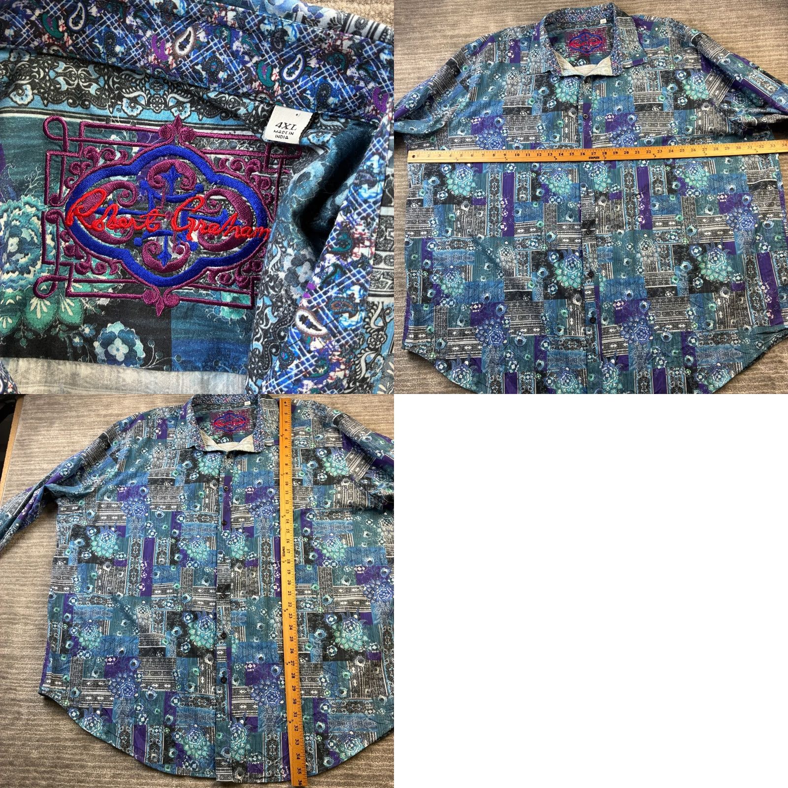 Robert Graham Robert Graham Shirt Mens 4XL Blue Paisley Button-Up Long Sleeve Holiday/All Seasons Mens LG Crew? Size US XXL / EU 58 / 5 - 8 Thumbnail
