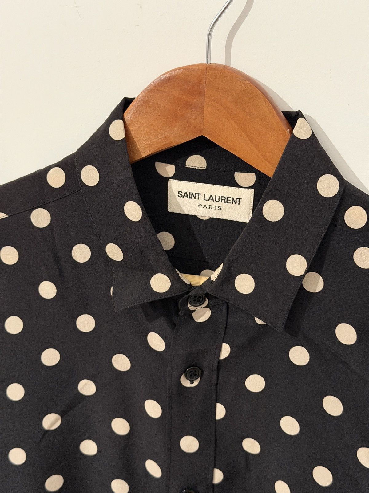 Saint Laurent Paris Saint Laurent 100% Silk Polka Dot Shirt Hedi Era Size US M / EU 48-50 / 2 - 2 Thumbnail