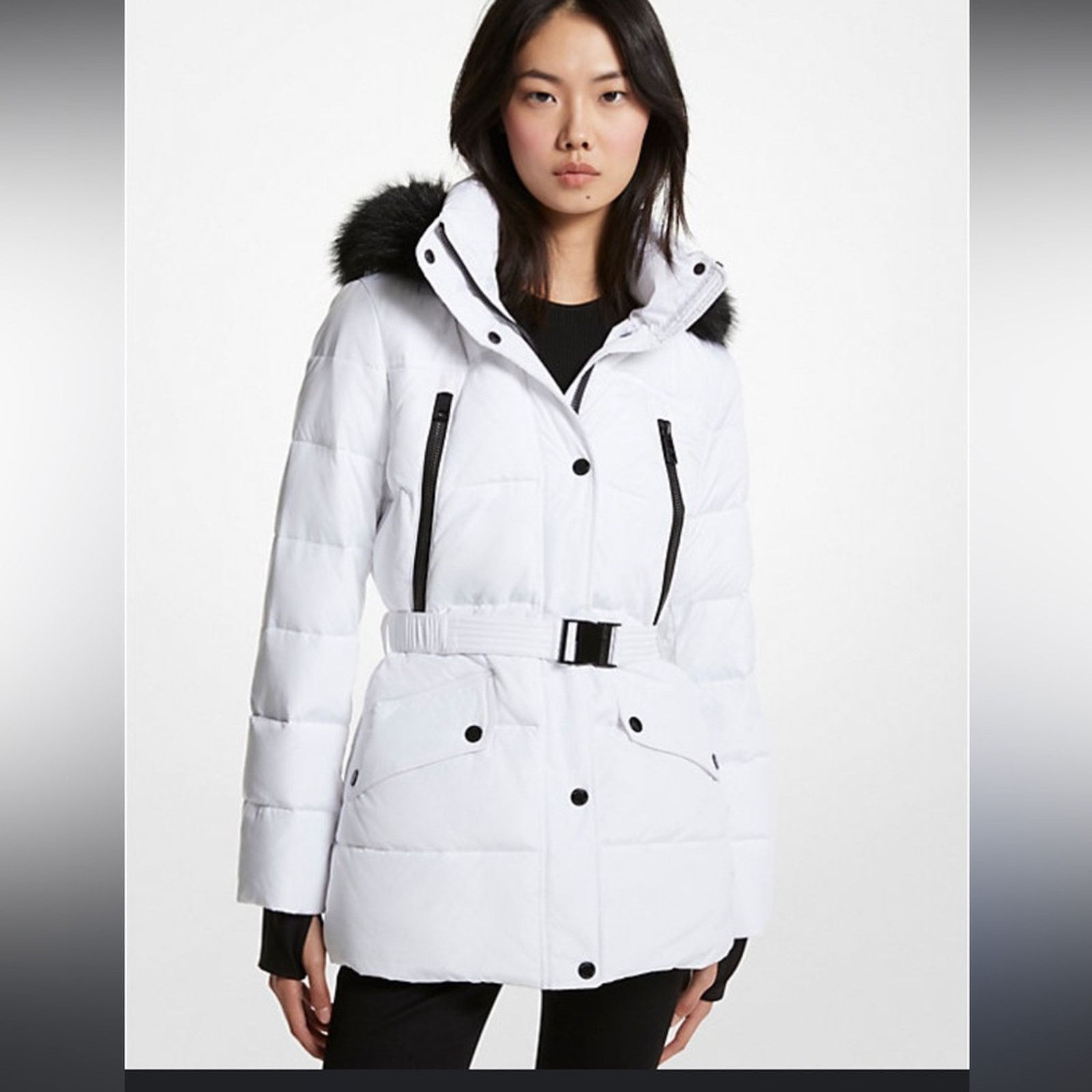 NWOT MICHAEL KORS PUFFER JACKET WITH FAUX FUR AND BELT HEAVY