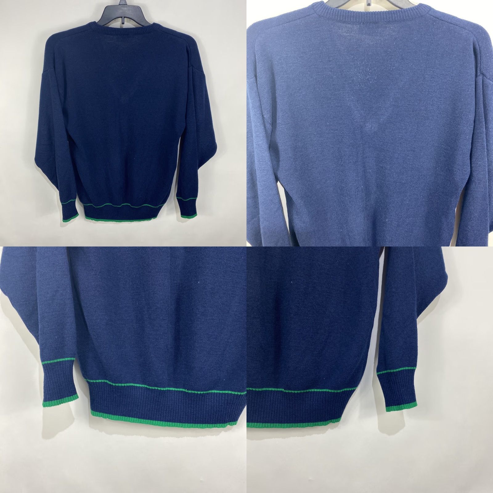 Vintage Blarney Woollen Mills Acrylic Ireland Navy Blue V Neck Sweater Large Men’s Knit Size US L / EU 52-54 / 3 - 8 Thumbnail