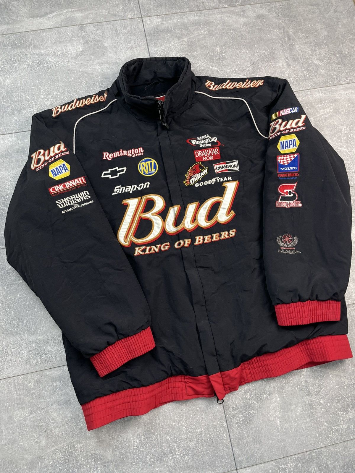 Fox Racing Bud Budweiser King Of Beer 5 NASCAR Vintage Racing Jacket Size US XXL / EU 58 / 5 - 3 Thumbnail