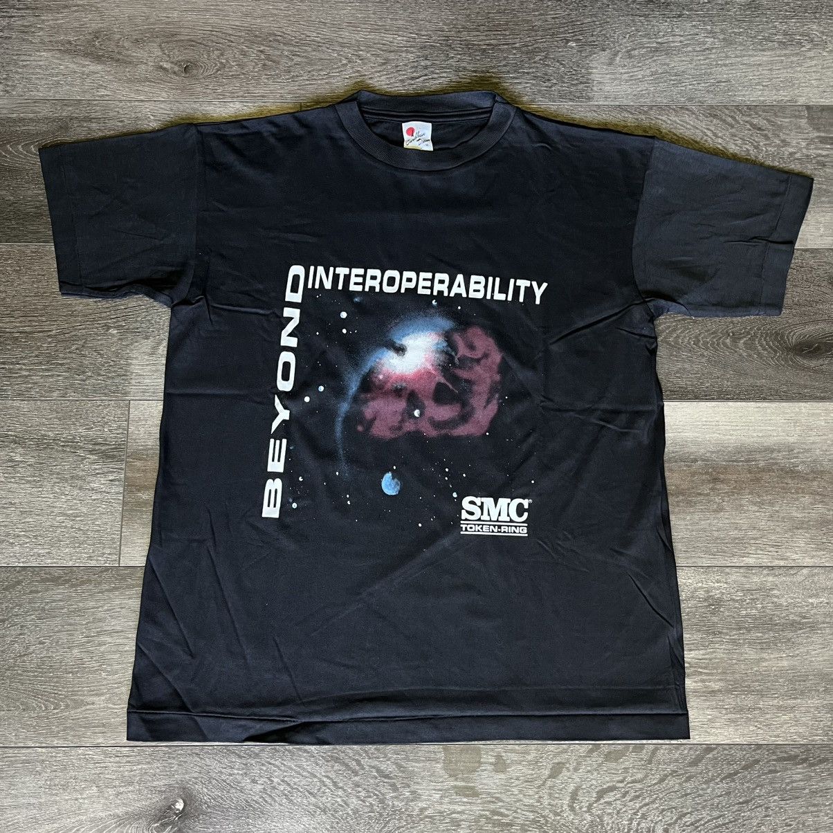 Microsoft × Vintage New Vintage 1990s SMC Token-Ring Galaxy Graphic Logo T Shirt Size US M / EU 48-50 / 2 - 1 Thumbnail