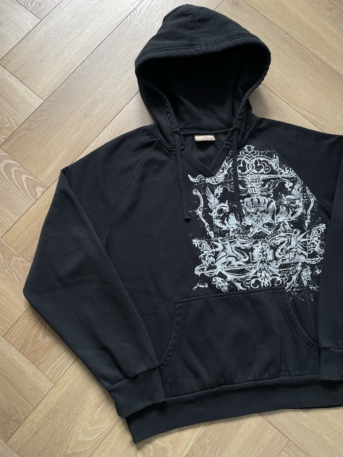 Affliction × Vintage Black Vintage Y2k Hoodie Avant Garde Affliction Cyber Tribal Size US M / EU 48-50 / 2 - 2 Thumbnail