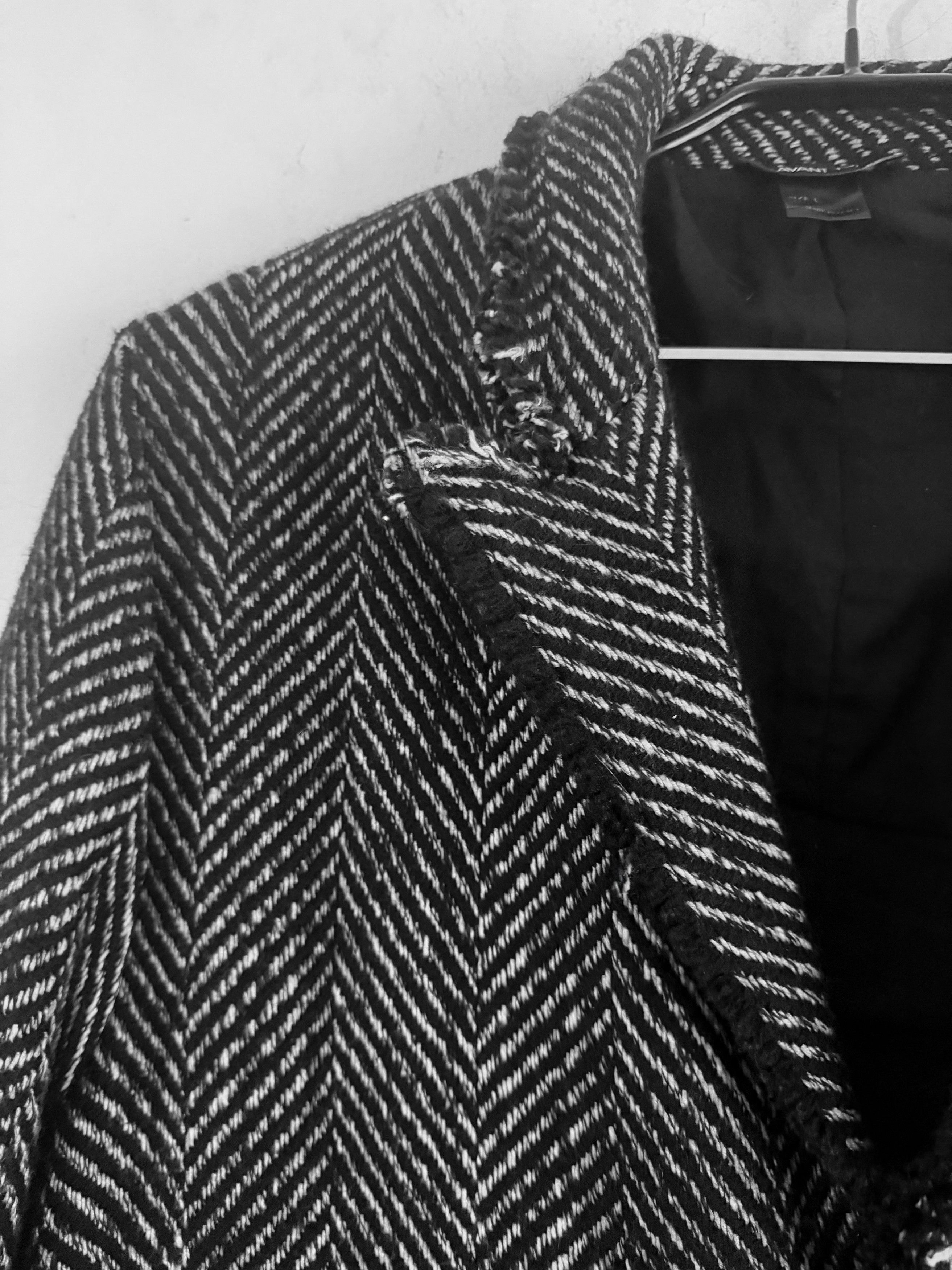 Avant Toi Distressed Herringbone Virgin Wool Coat Size US L / EU 52-54 / 3 - 11 Thumbnail