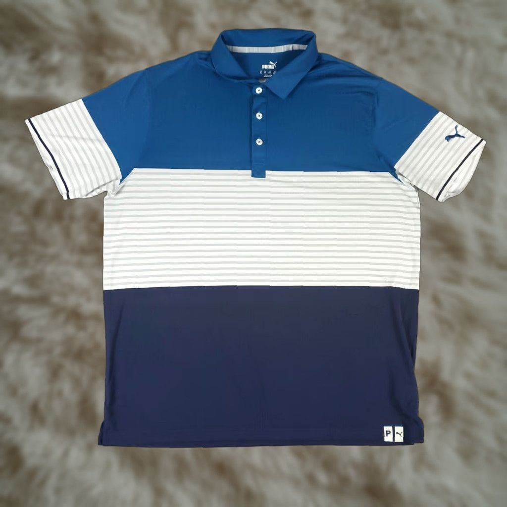 Puma Puma Polo Shirt Mens XL Blue Striped Golf Casual Short Sleeve Polo Shirt Mens XL Blue Striped Golf Casual Short Sleeve Size US XL / EU 56 / 4 - 1 Thumbnail